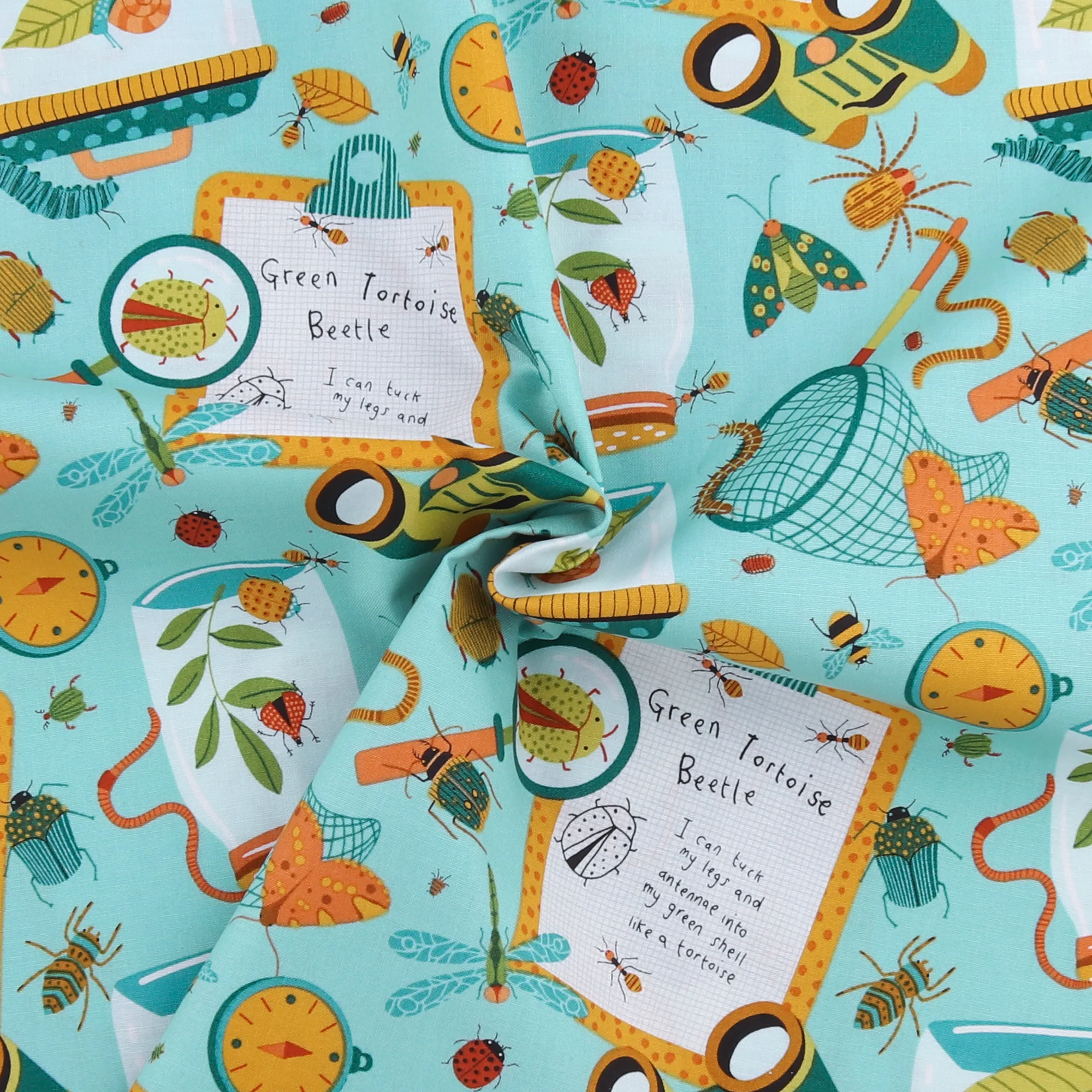 Northcott - Printed Cotton - BACKYARD BUG COLLECTOR - 005 - Aqua - Image 2