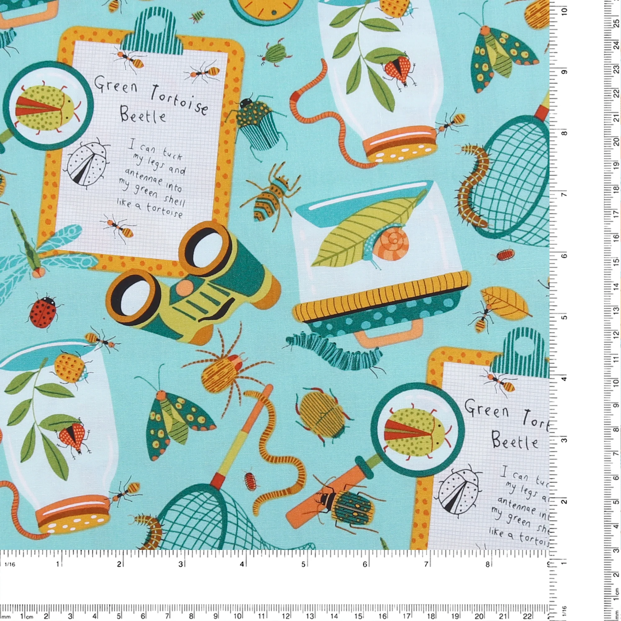 Northcott - Printed Cotton - BACKYARD BUG COLLECTOR - 005 - Aqua - Image 3