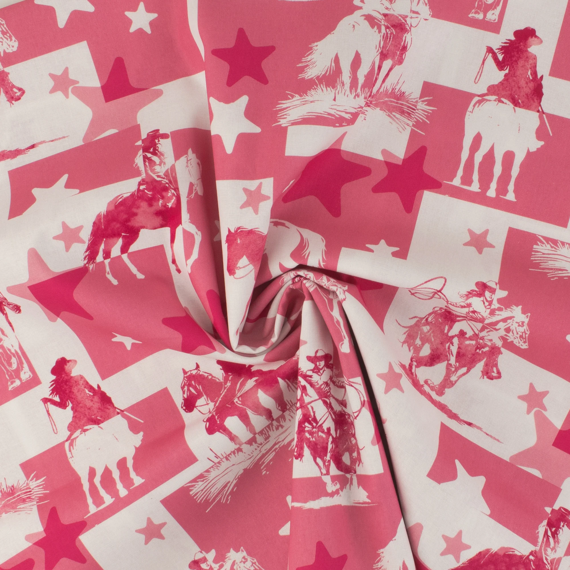 Printed Cotton - Cowgirl - 001 - White & Pink - Image 2