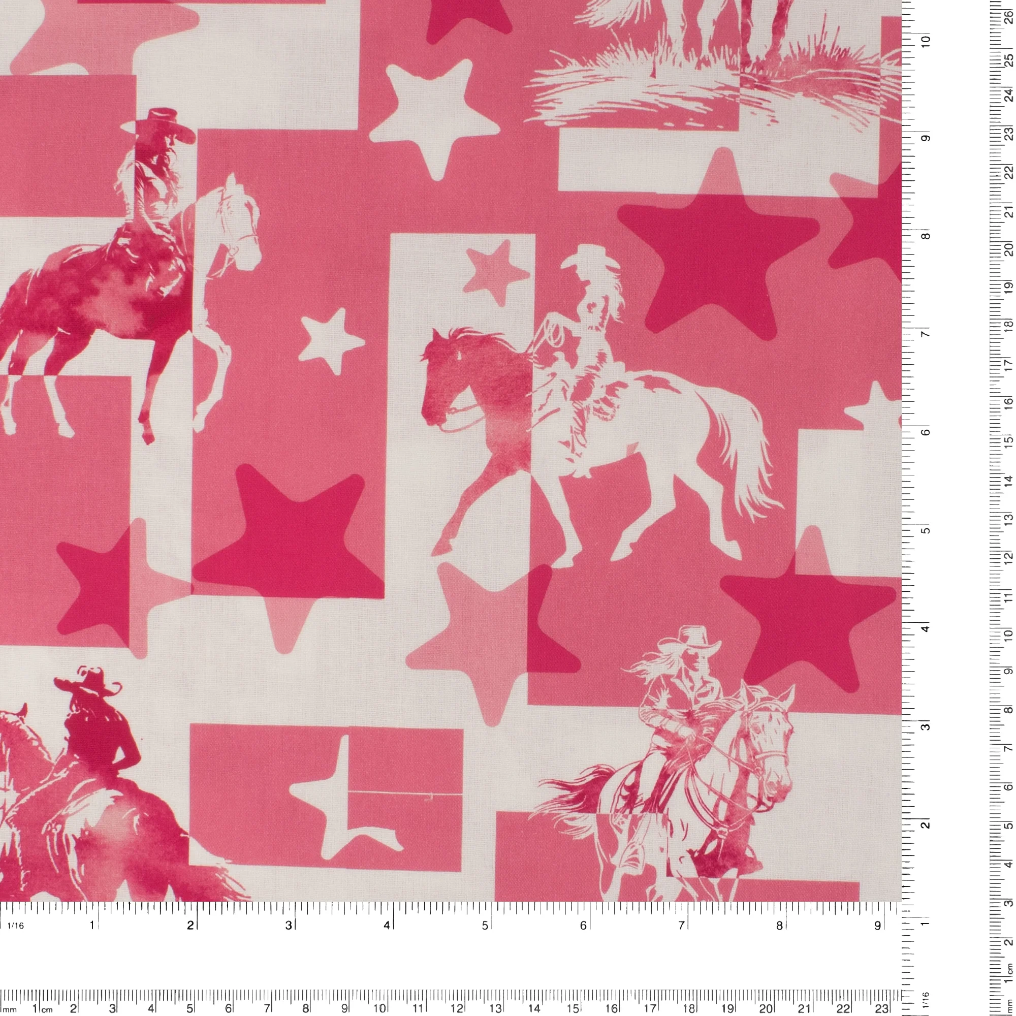 Printed Cotton - Cowgirl - 001 - White & Pink - Image 3