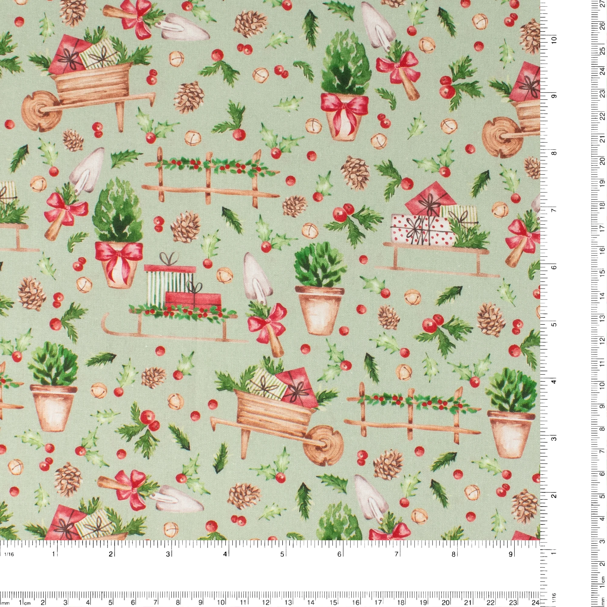 Printed Cotton - Festive Farm - 002 - Sage - Image 3