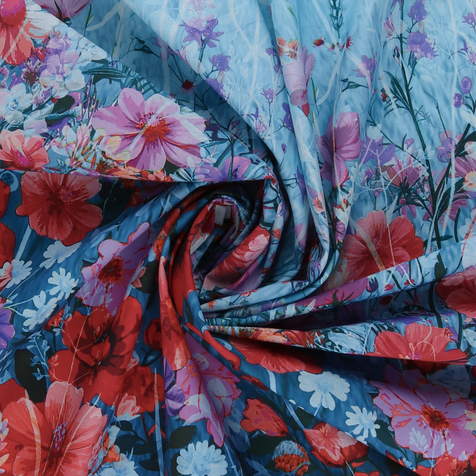 Printed Cotton - Floral Fields - 002 - Blue - Image 2