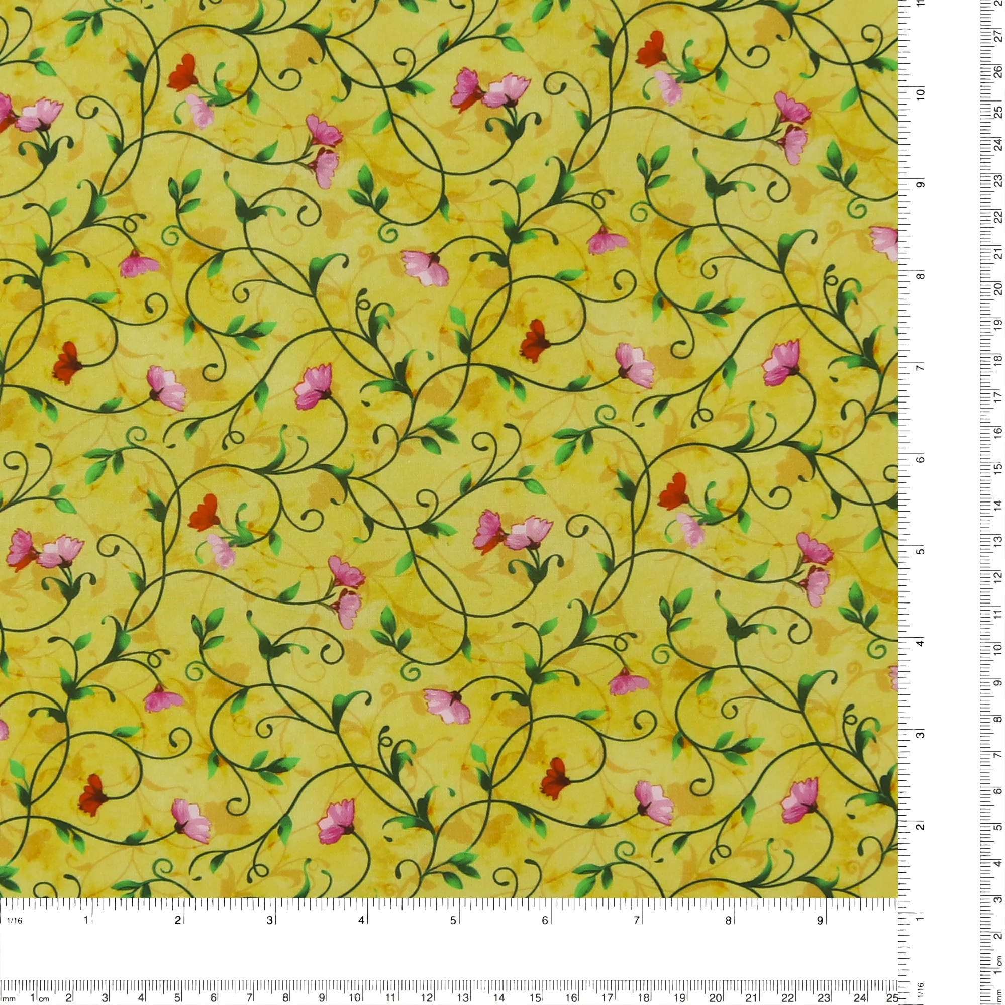 Printed Cotton - Floral Fields - 005 - Yellow - Image 3