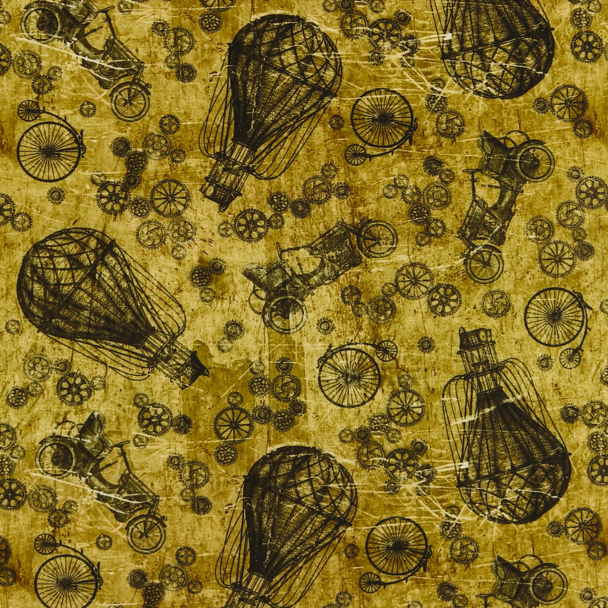 Printed Cotton - «FULL STEAM AHEAD» - 001 - Sepia