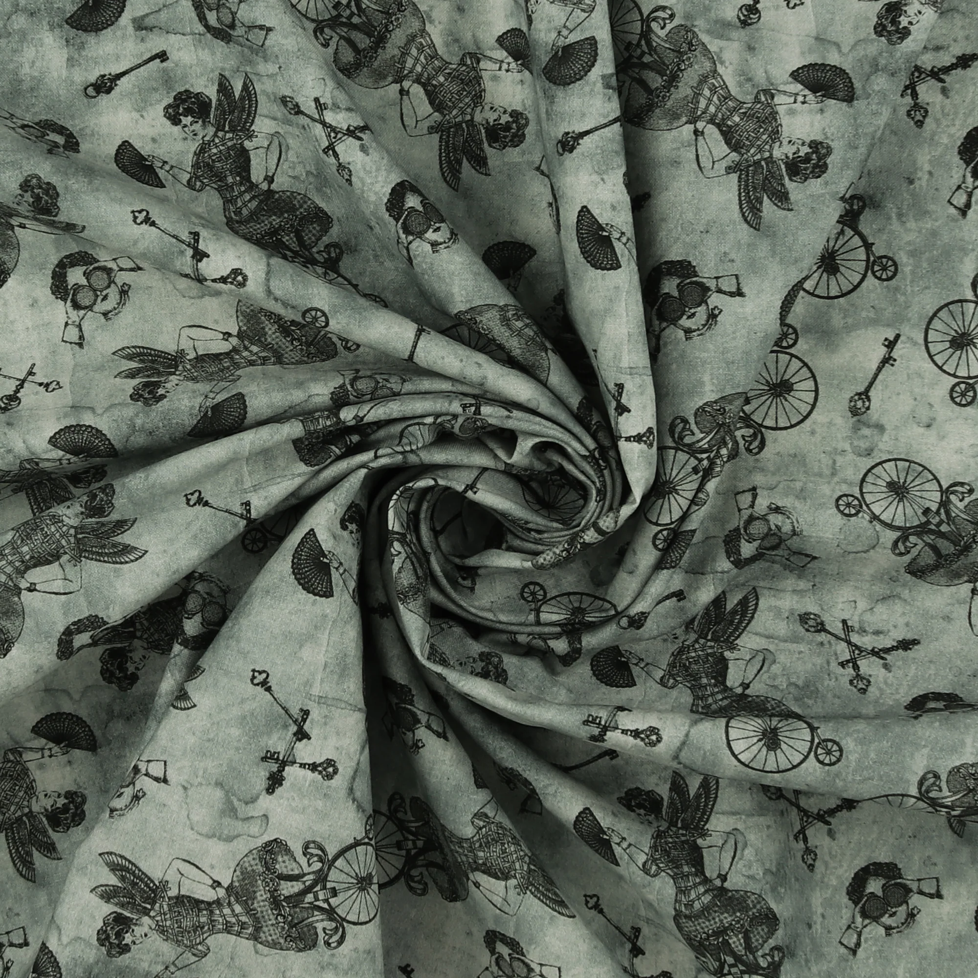 Printed Cotton - «FULL STEAM AHEAD» - 002 - Grey - Image 2