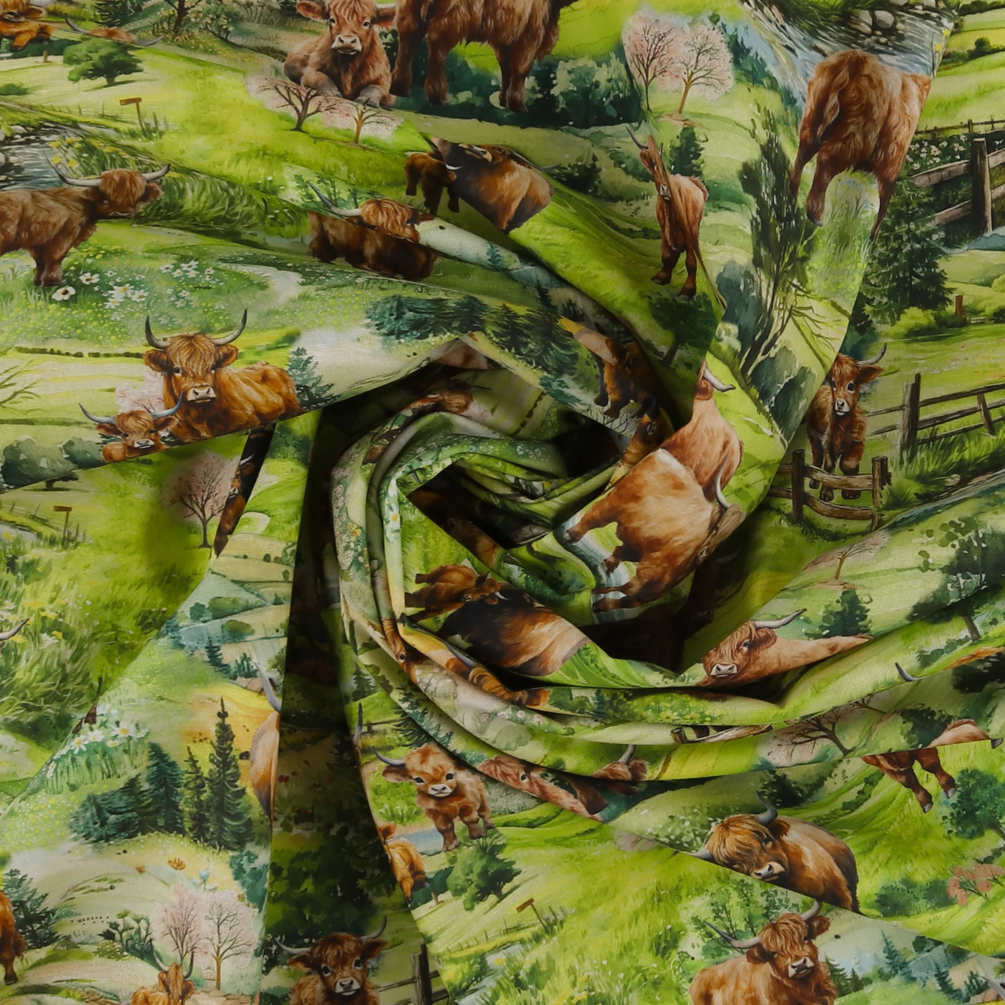 Printed Cotton - Highlands country - 001 - Green - Image 2