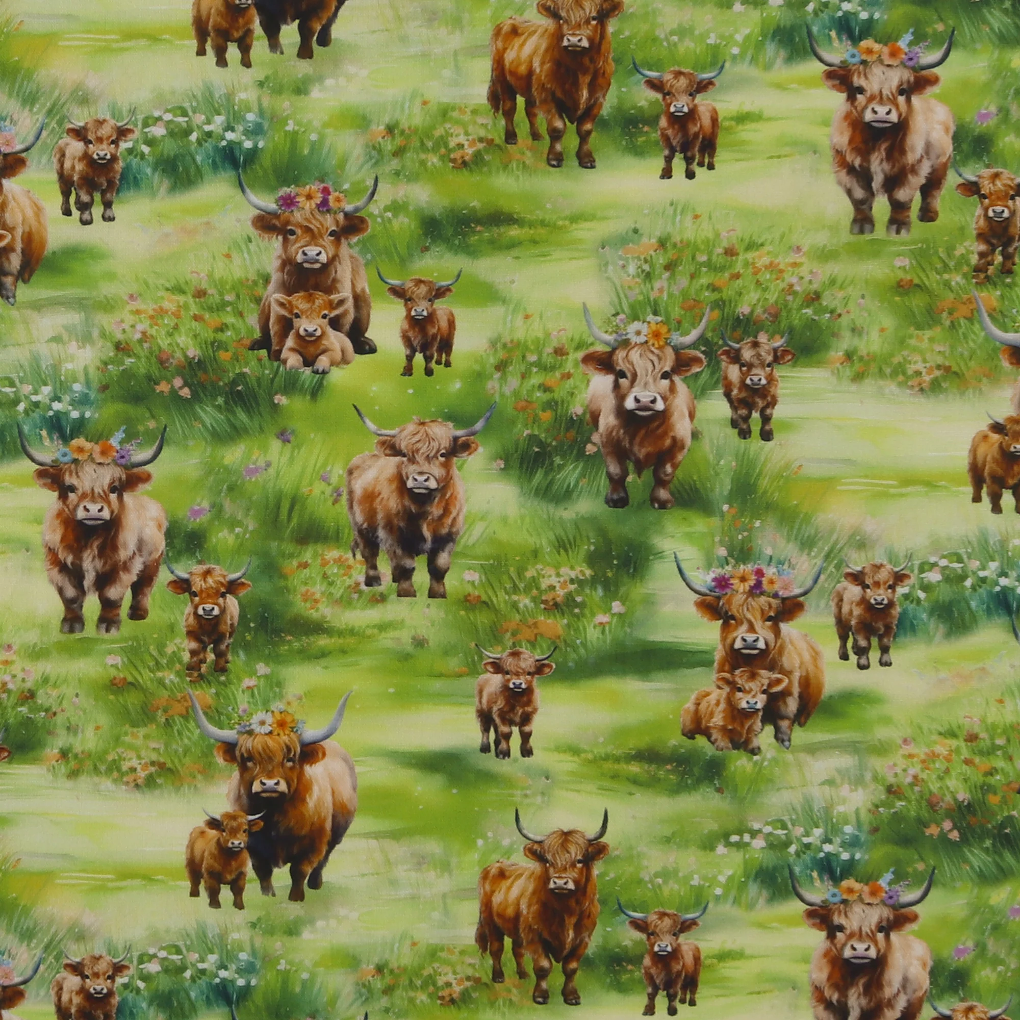 Printed Cotton - Highlands country - 002 - Green