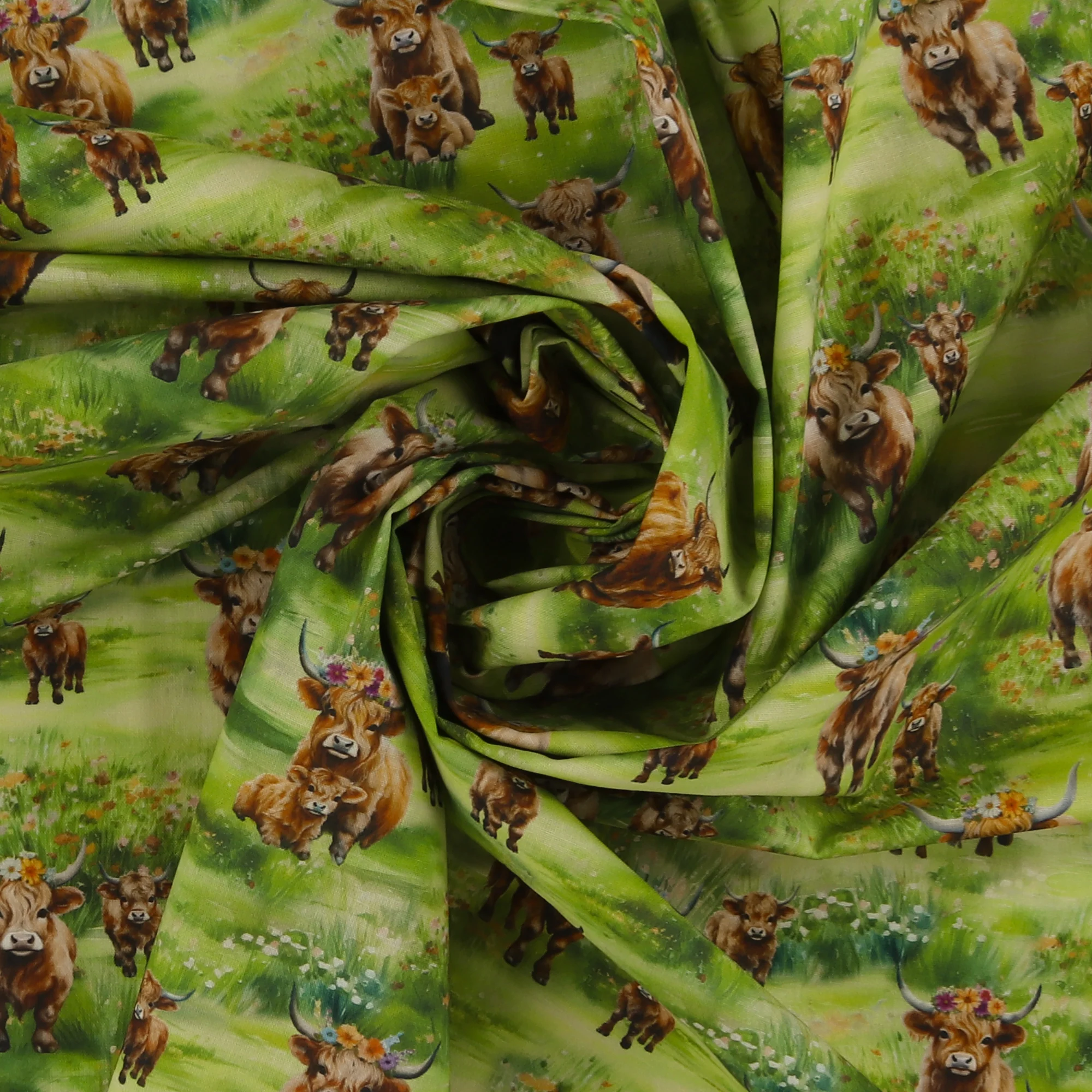 Printed Cotton - Highlands country - 002 - Green - Image 2