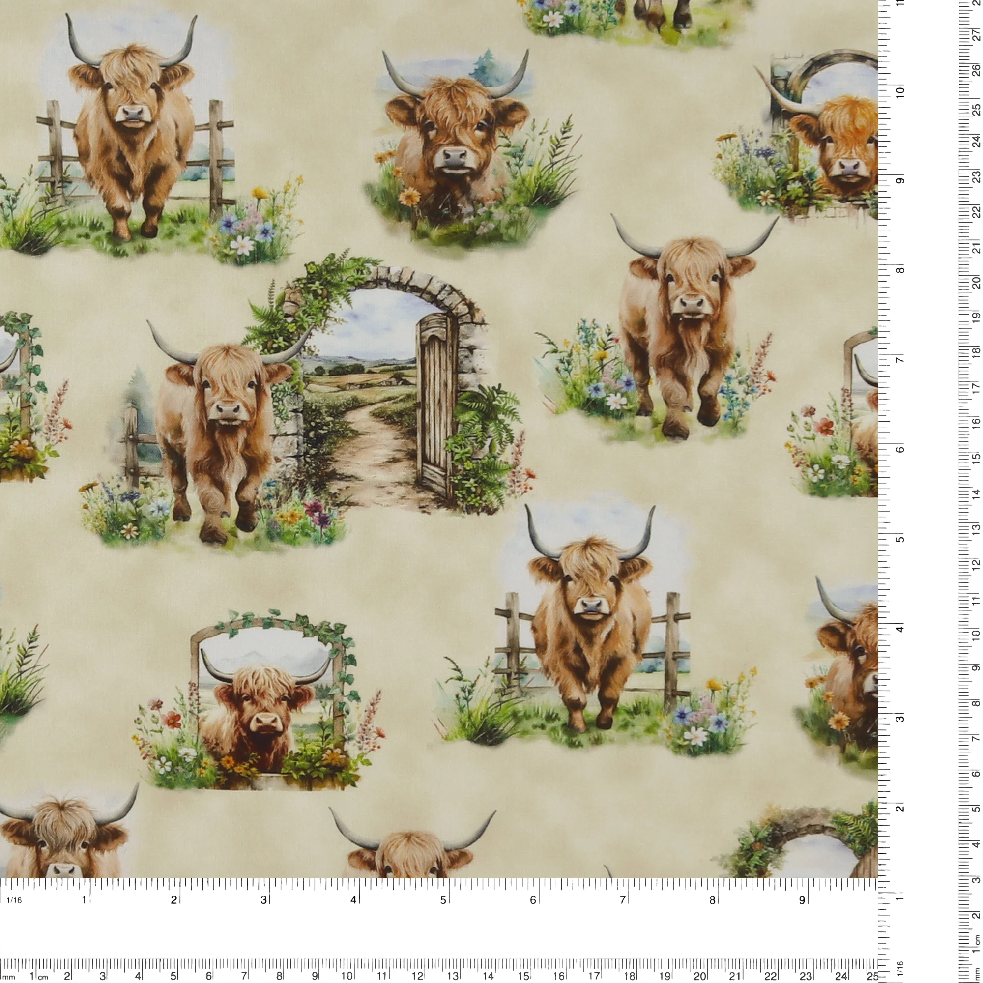 Printed Cotton - Highlands country - 003 - Cream - Image 3