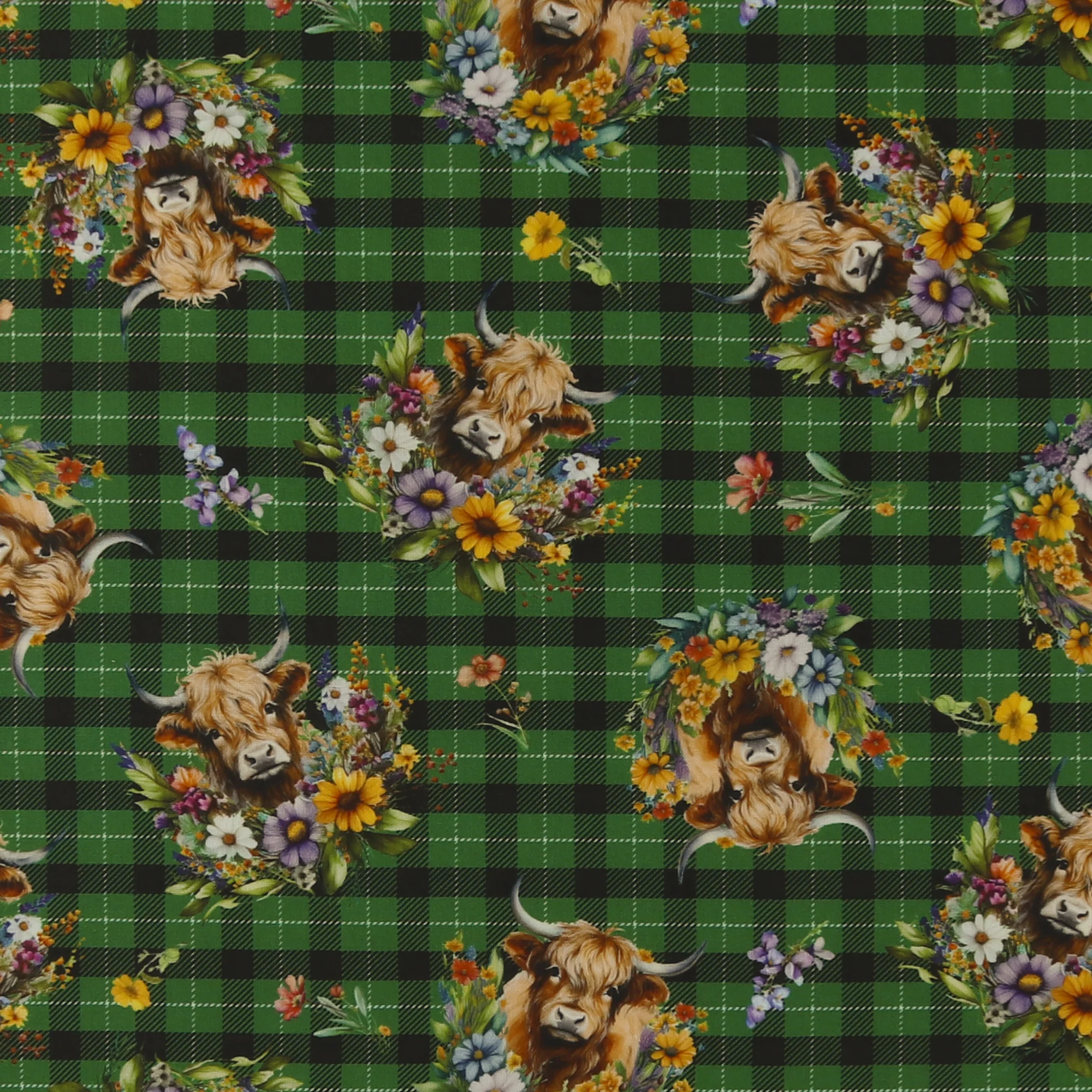 Printed Cotton - Highlands country - 005 - Green