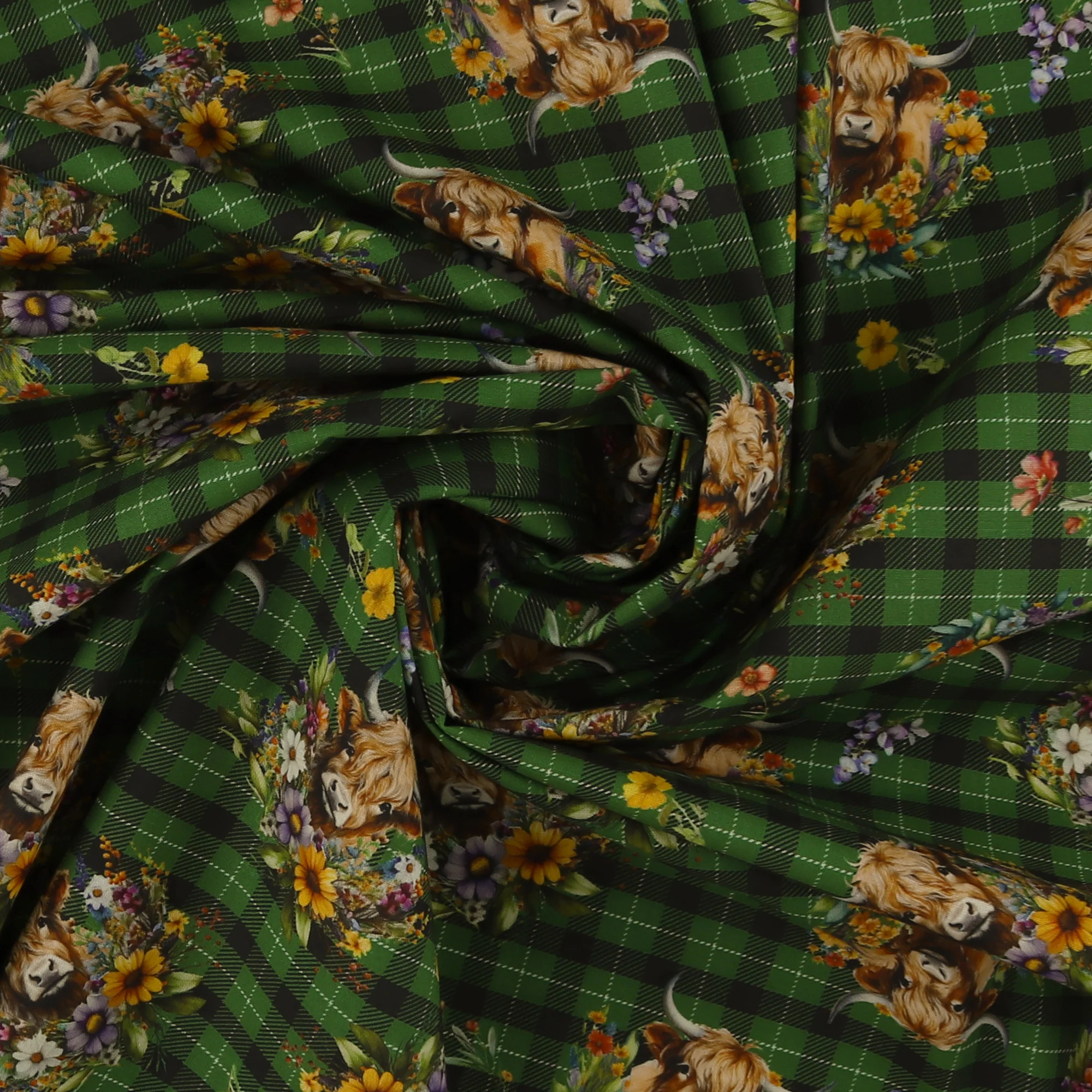 Printed Cotton - Highlands country - 005 - Green - Image 2