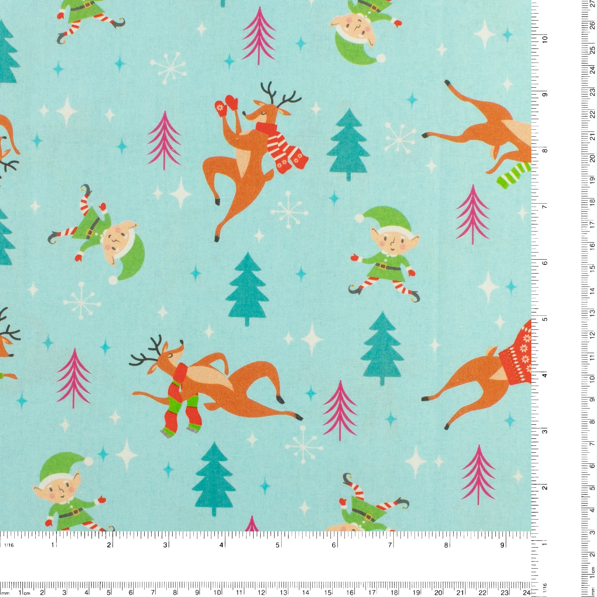 Printed Cotton - Holiday Brights - 001 - Aqua - Image 3
