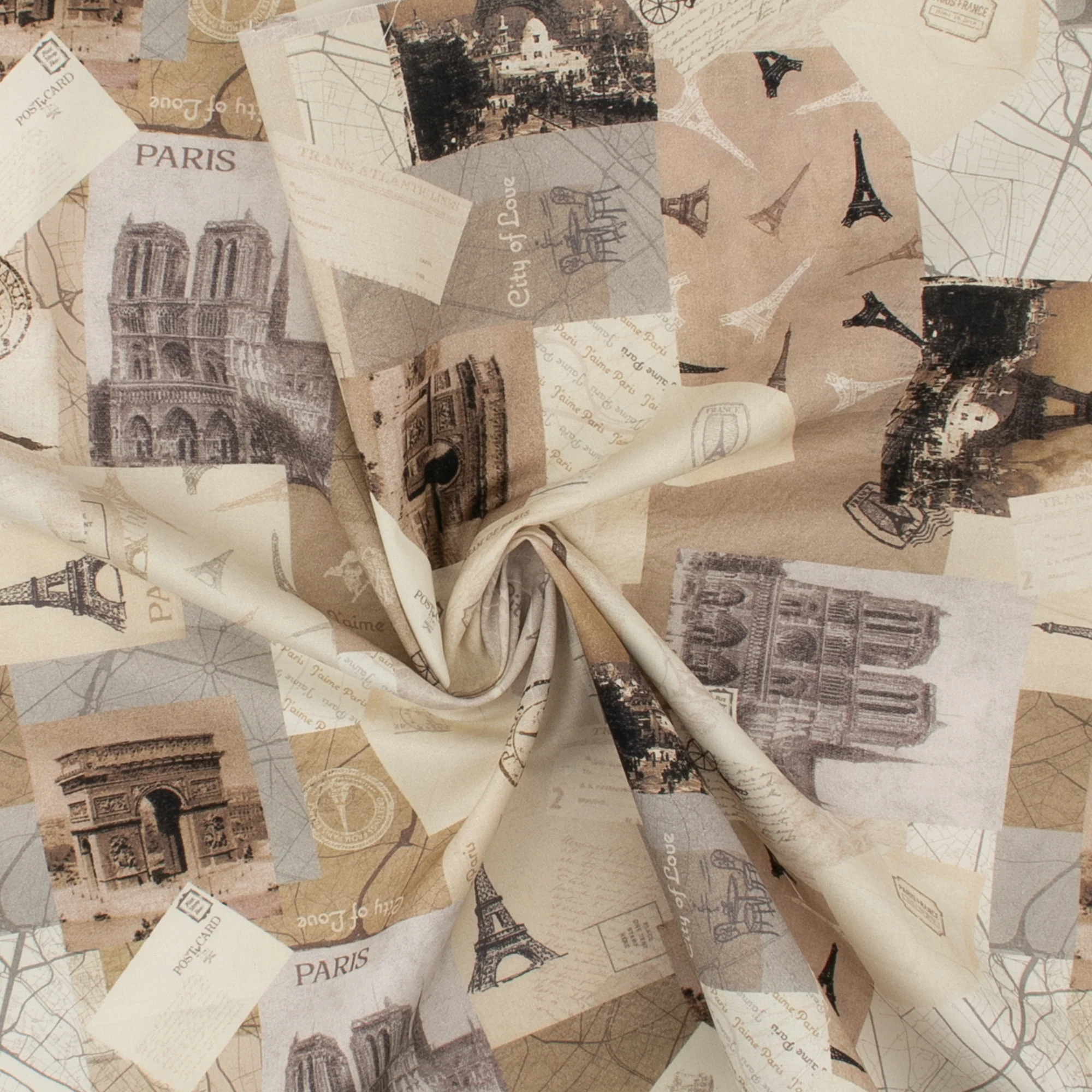 Printed Cotton - < J'AIME PARIS> - 001 - Cream - Image 2