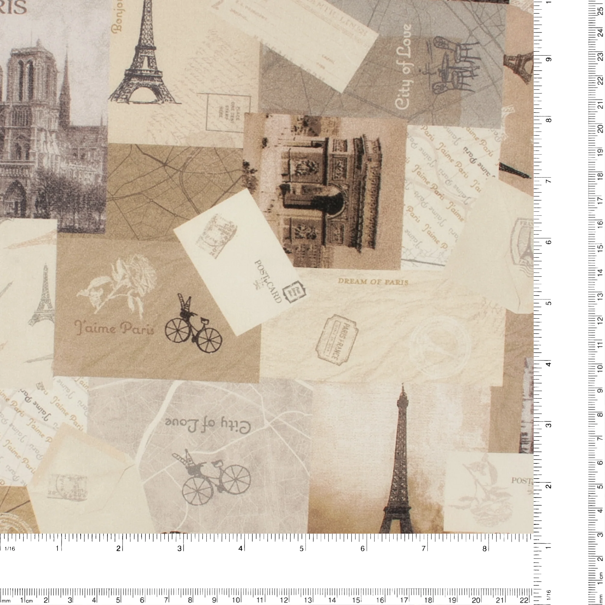 Printed Cotton - < J'AIME PARIS> - 001 - Cream - Image 3