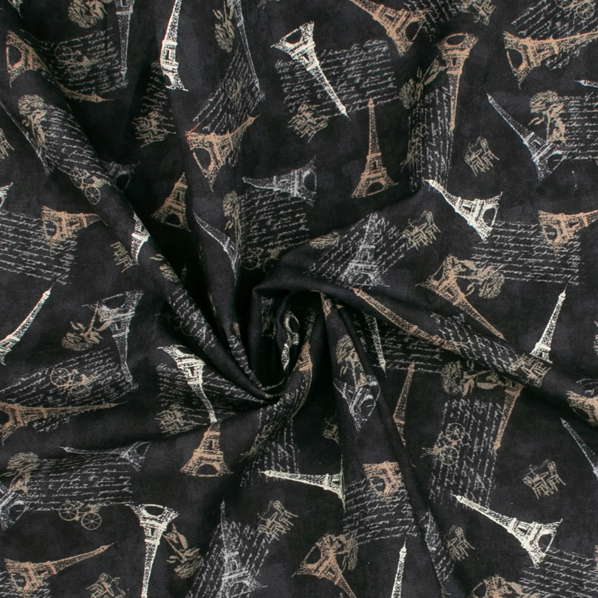 Printed Cotton - < J'AIME PARIS> - 002 - Black - Image 2