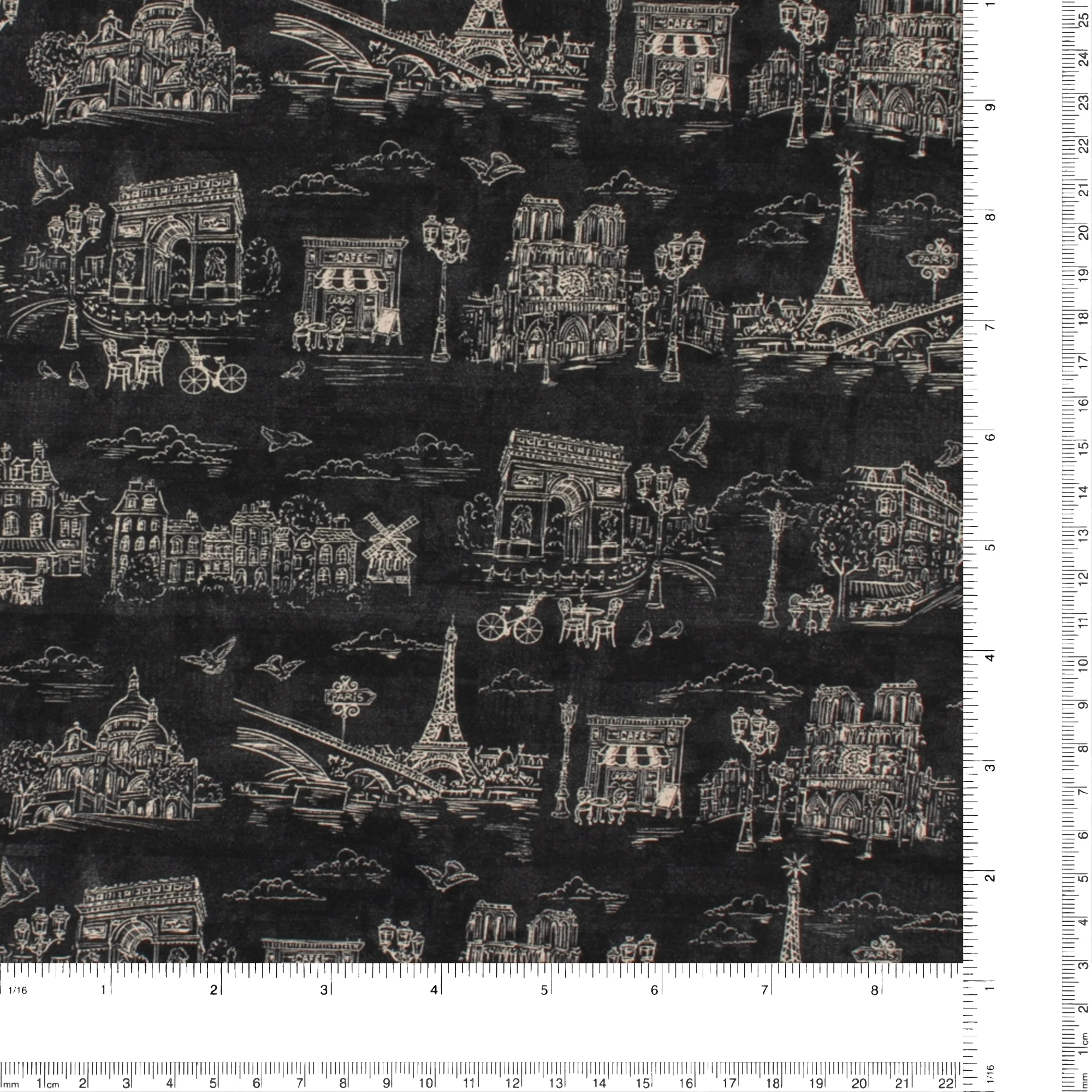 Printed Cotton - < J'AIME PARIS> - 004 - Black - Image 3