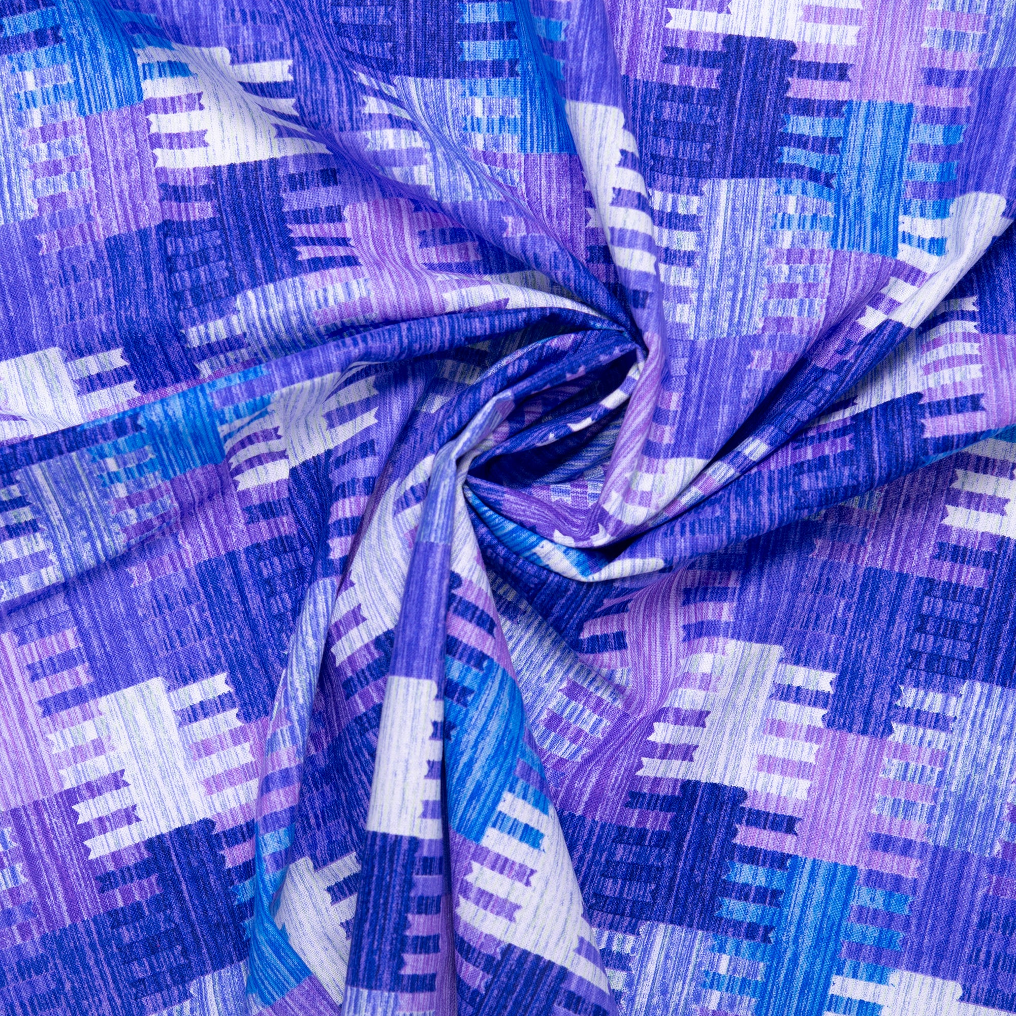 Printed cotton - KINETIC GEOMETRICS - Geometric - Purple / Blue - Image 2