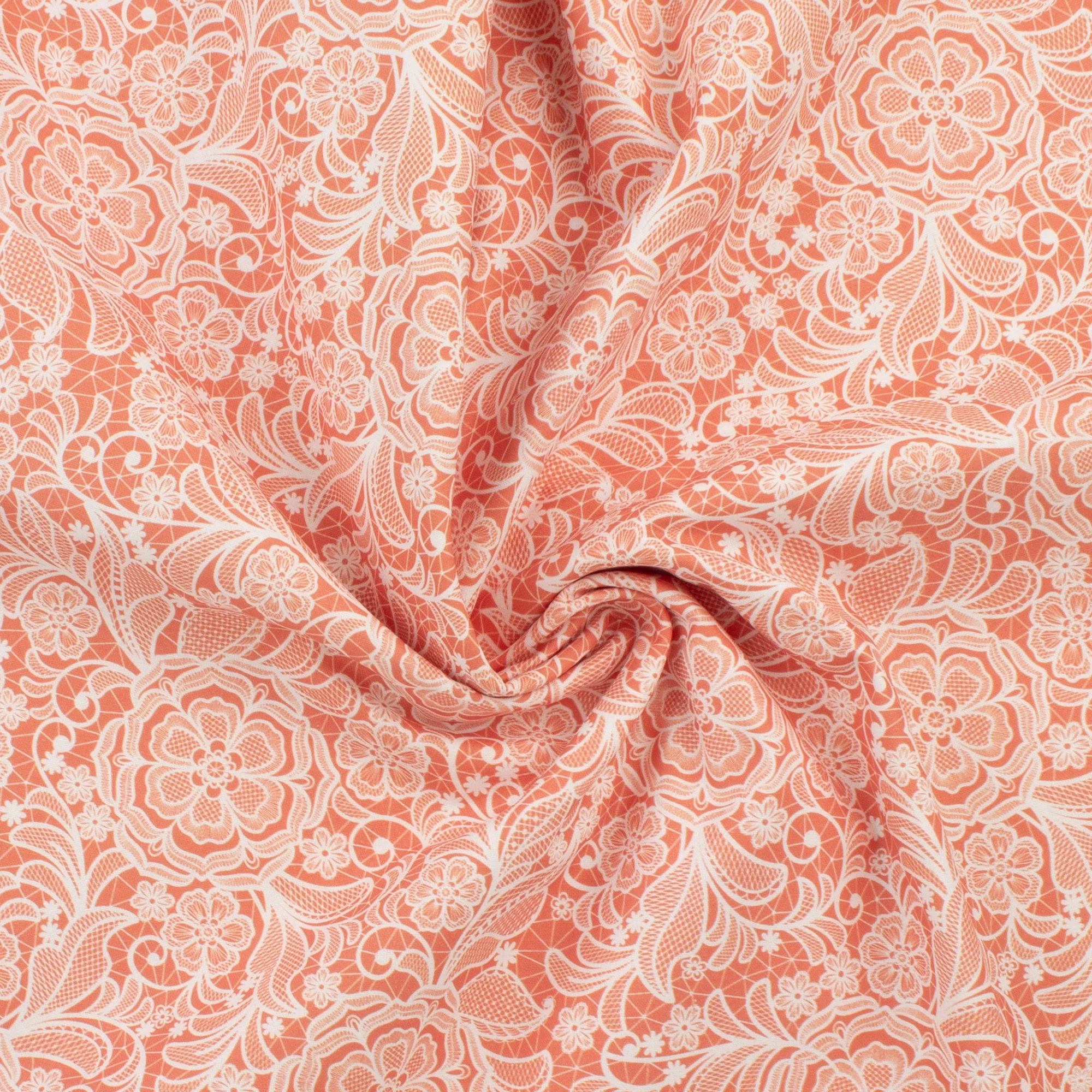 Printed Cotton - Lace garden - 010 - Tangerine - Image 2