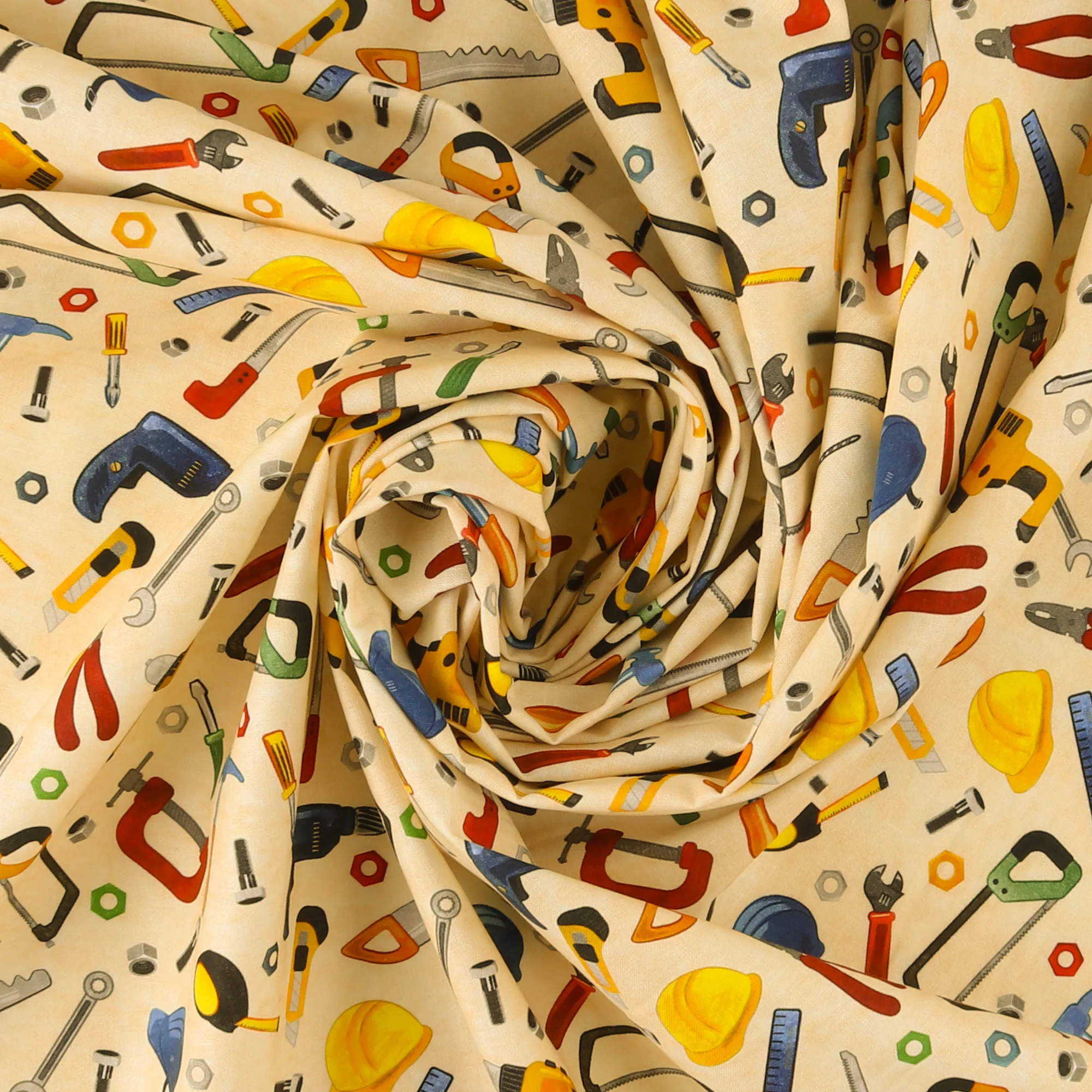 Printed Cotton - LET'S GET BUILDING - 001 - Beige - Image 2