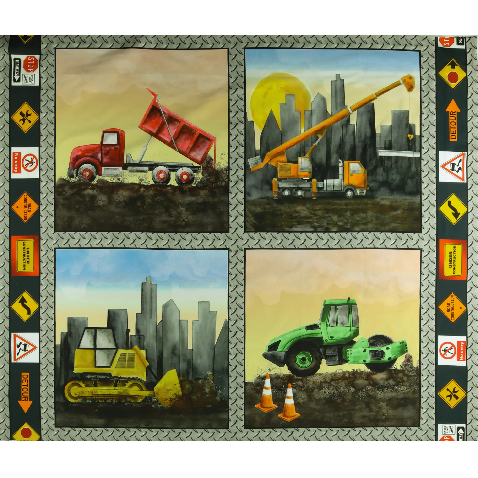 Printed Cotton - LET'S GET BUILDING - 008 - Panel 35 x 44 in (90 x 112 cm) - Multicolor