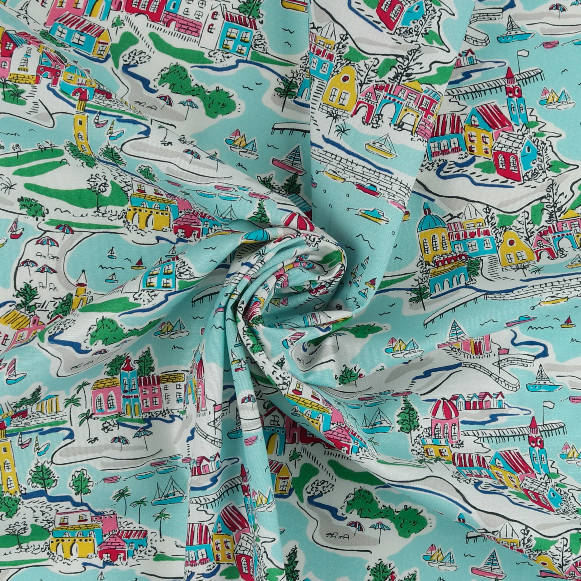 Printed Cotton - LIBERTY of PARIS  - 048 - Aqua - Image 2