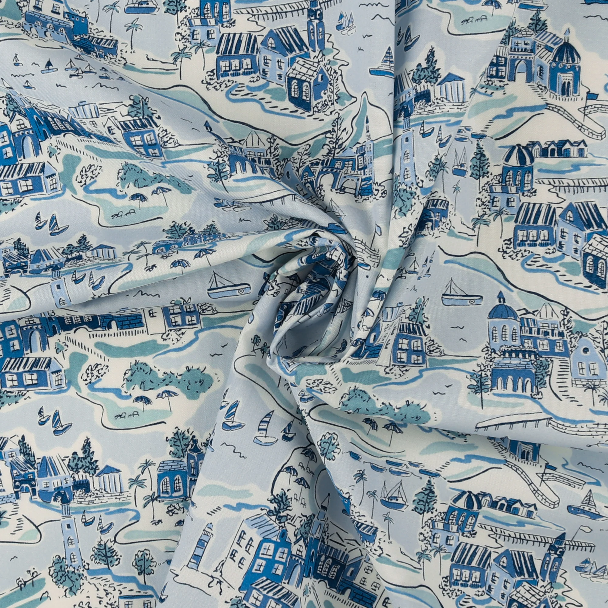 Printed Cotton - LIBERTY of PARIS  - 049 - Blue - Image 2
