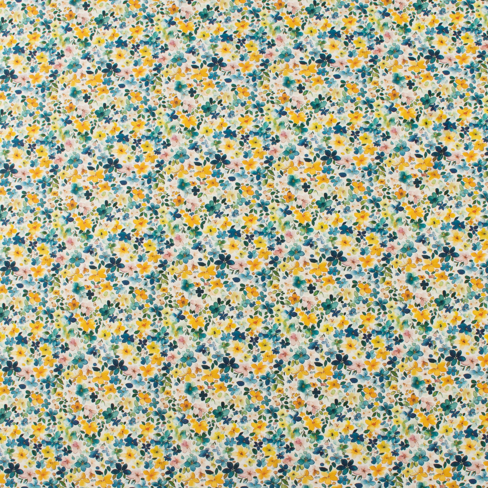 Printed Cotton - Lillibet Floral - 006 - Teal/Yellow
