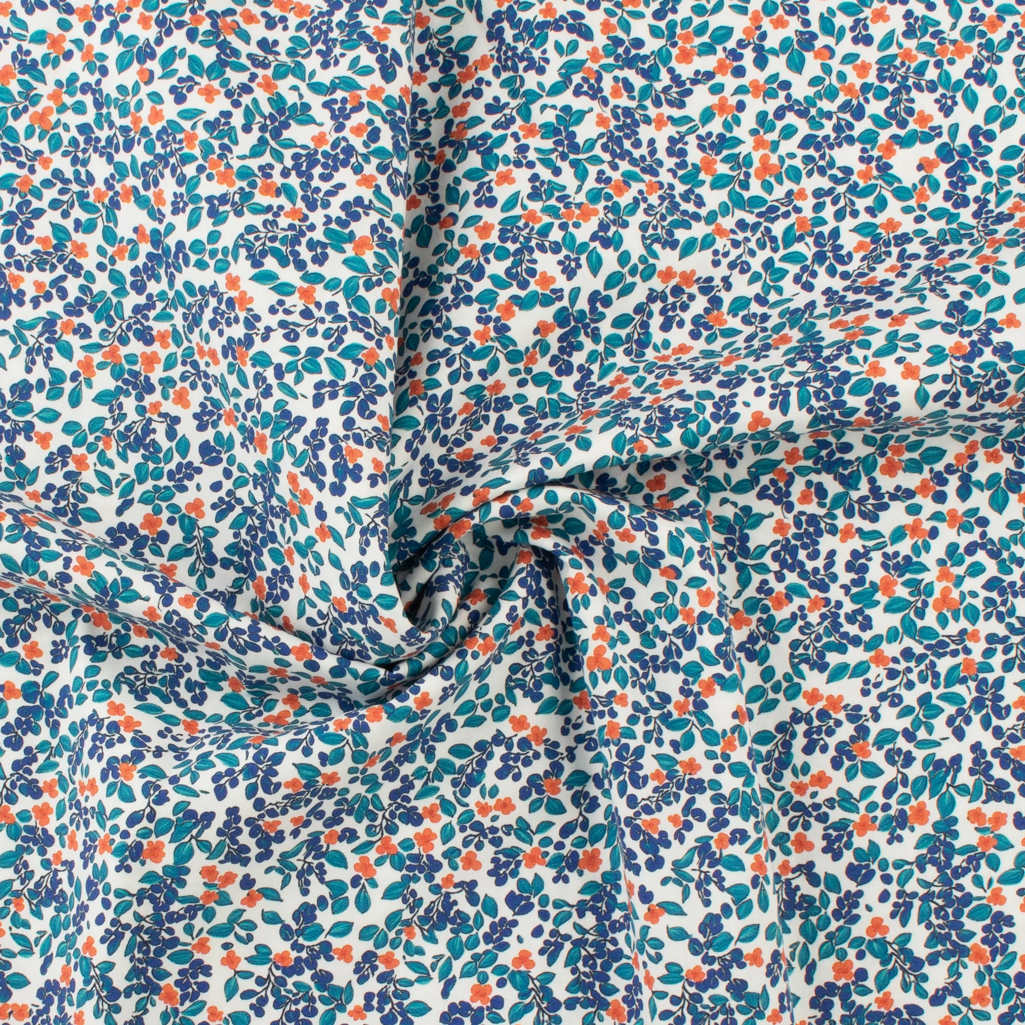 Printed Cotton - Lillibet Floral - 018 - Teal/Orange - Image 2