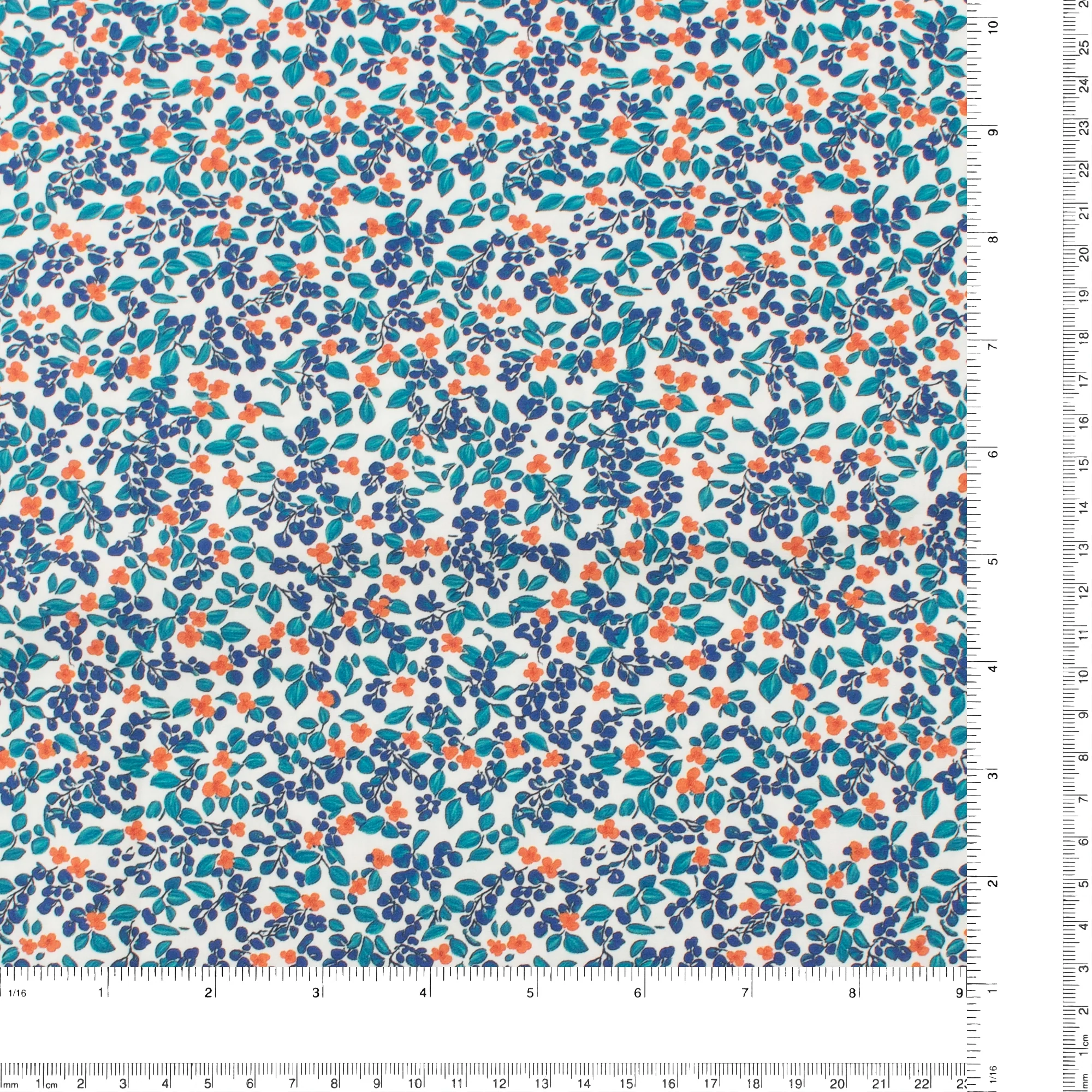 Printed Cotton - Lillibet Floral - 018 - Teal/Orange - Image 3
