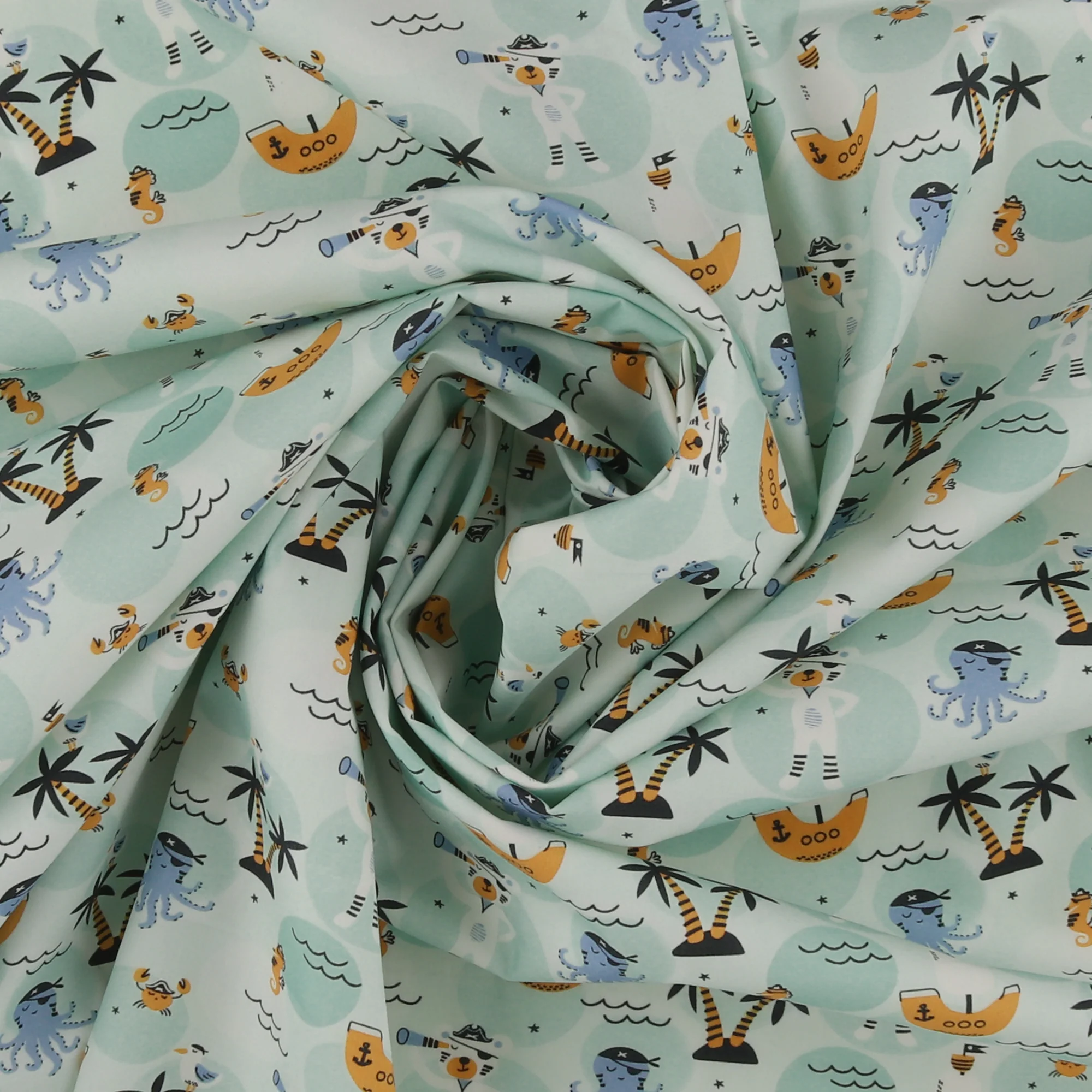 Printed Cotton - Little Ones - 012 - Aqua - Image 2