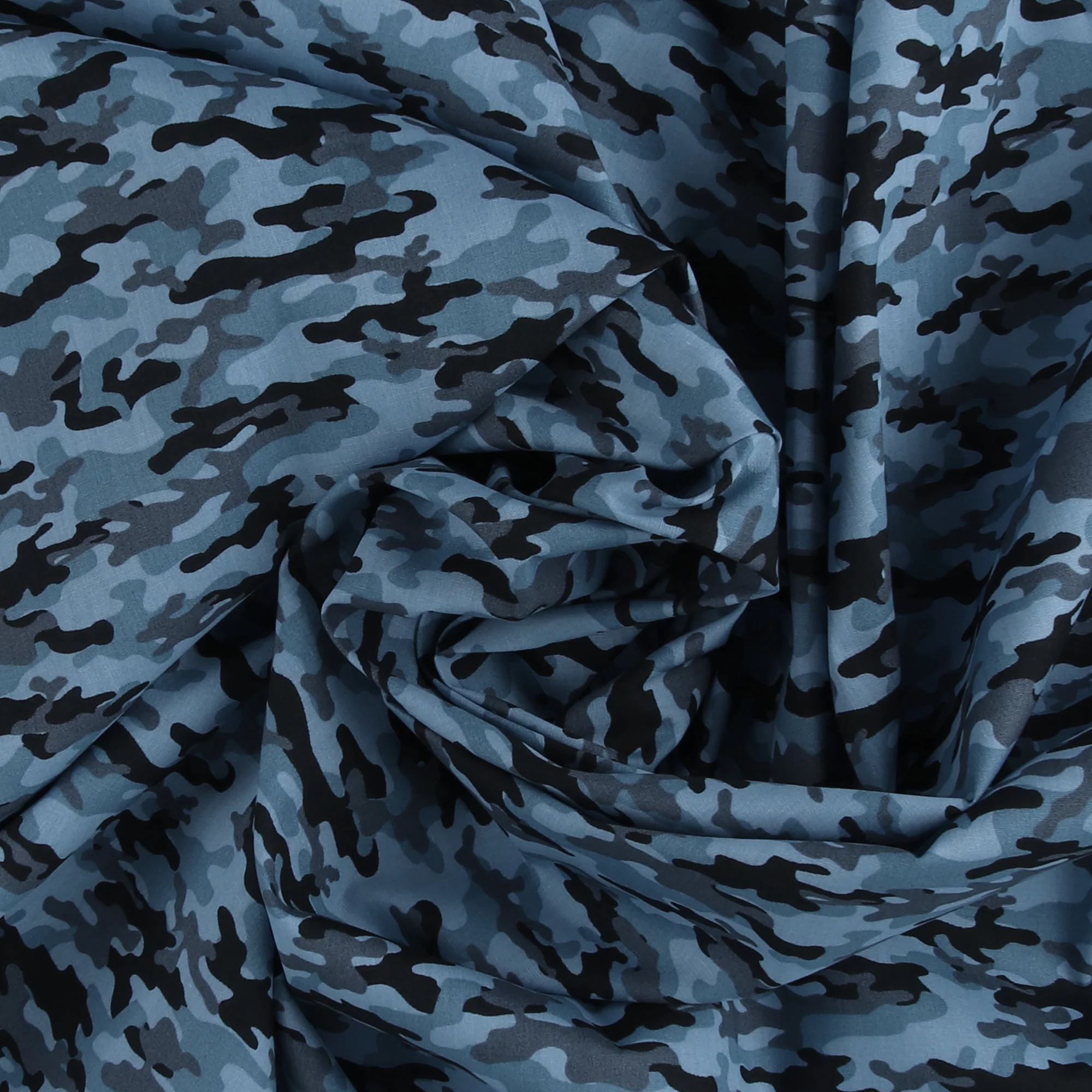 Printed Cotton Popline - WINNIE - 006 - Blue Camouflage - Image 2
