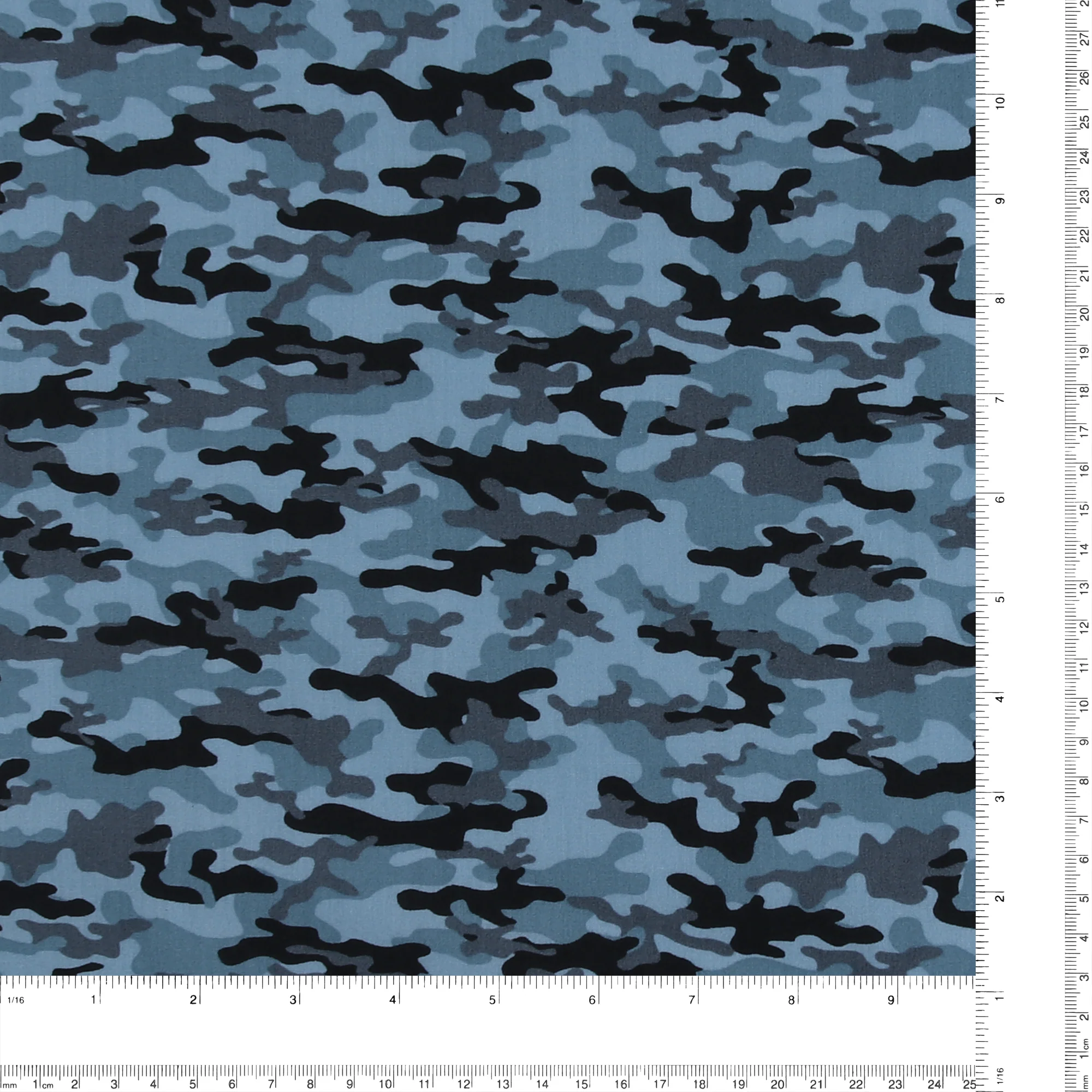 Printed Cotton Popline - WINNIE - 006 - Blue Camouflage - Image 3