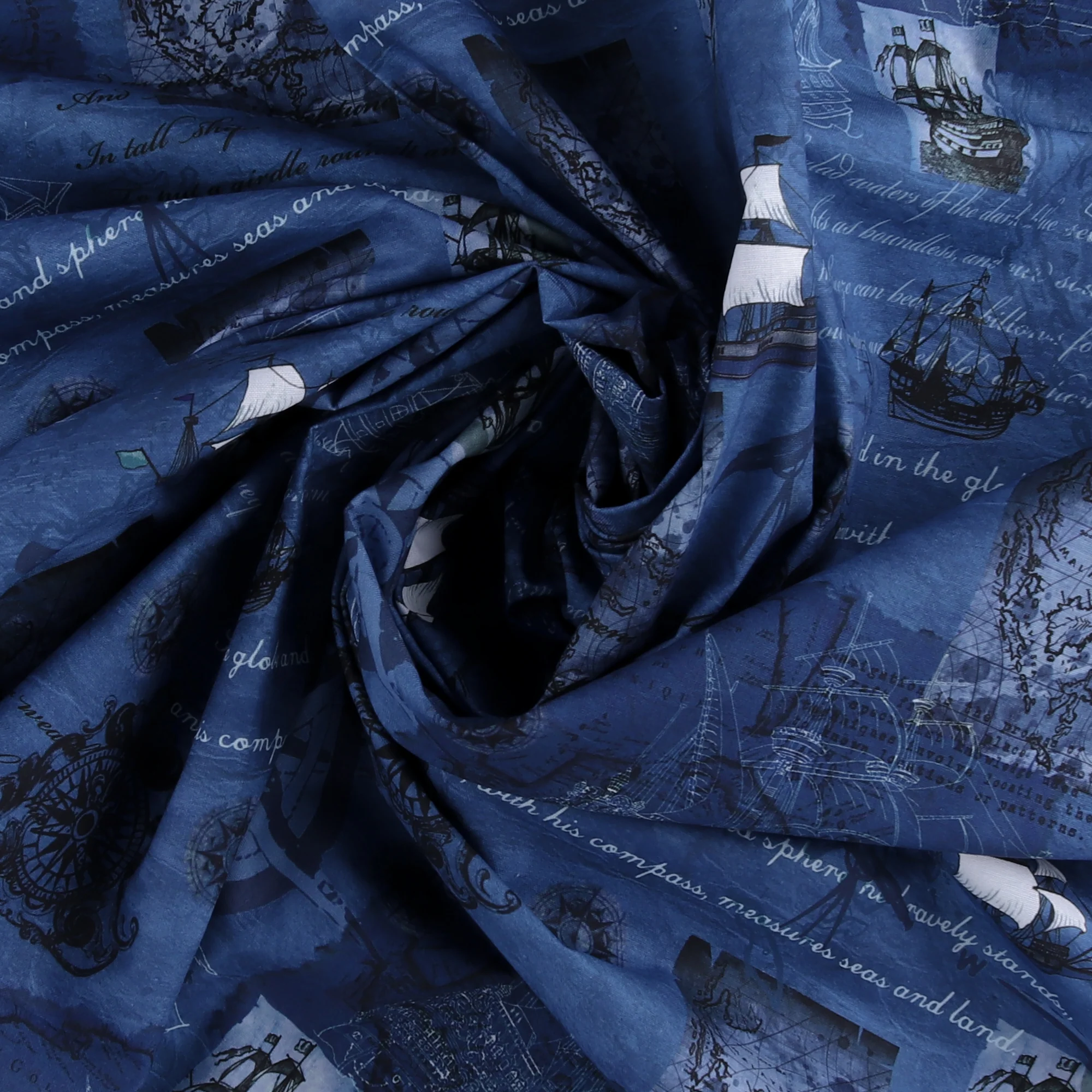Printed Cotton - Sailing Away - 002 - Navy - Image 2
