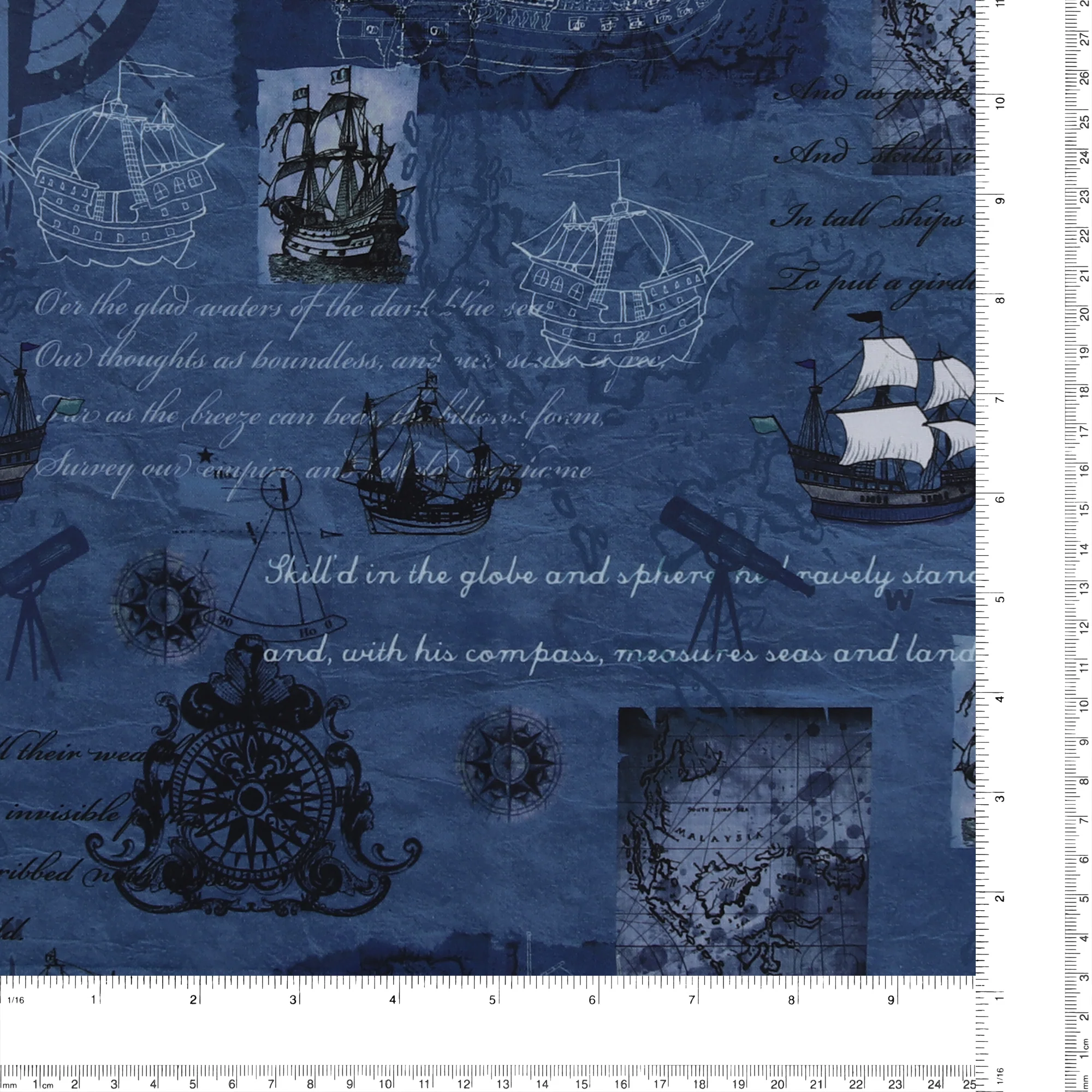 Printed Cotton - Sailing Away - 002 - Navy - Image 3