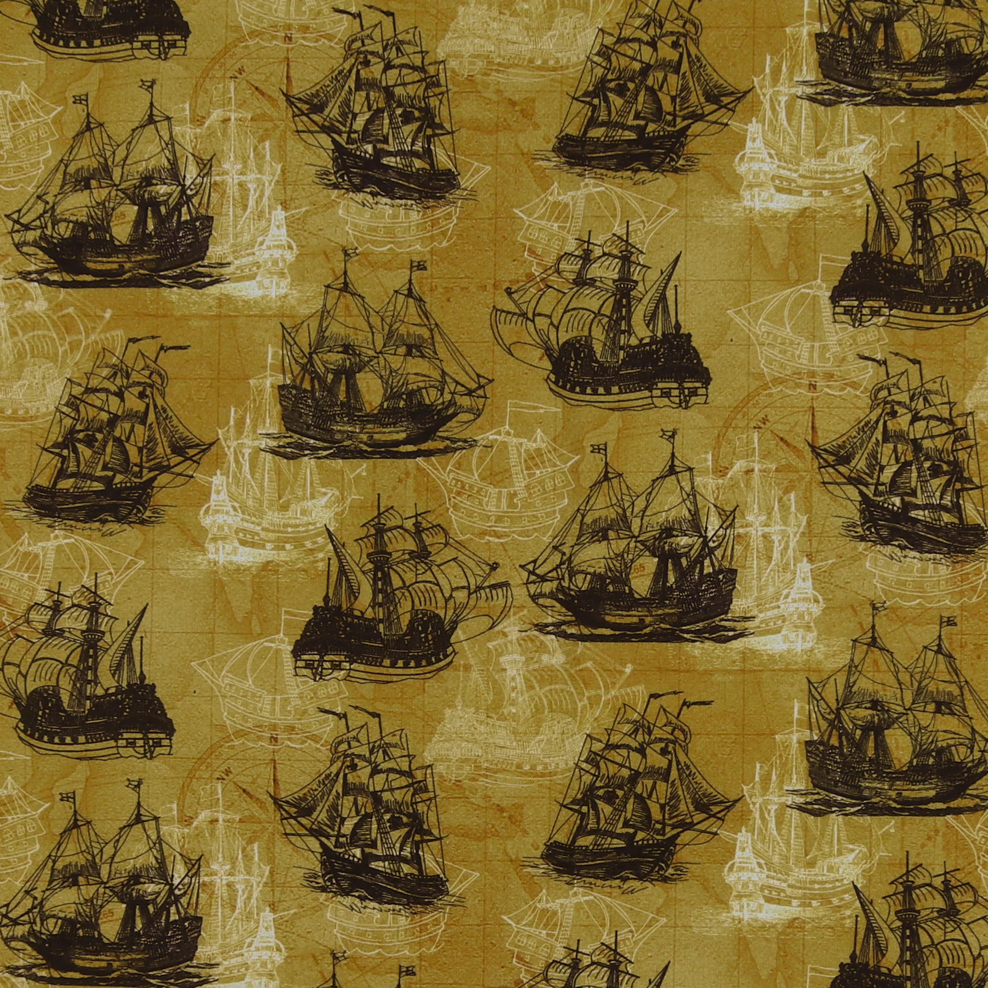 Printed Cotton - Sailing Away - 005 - Golden