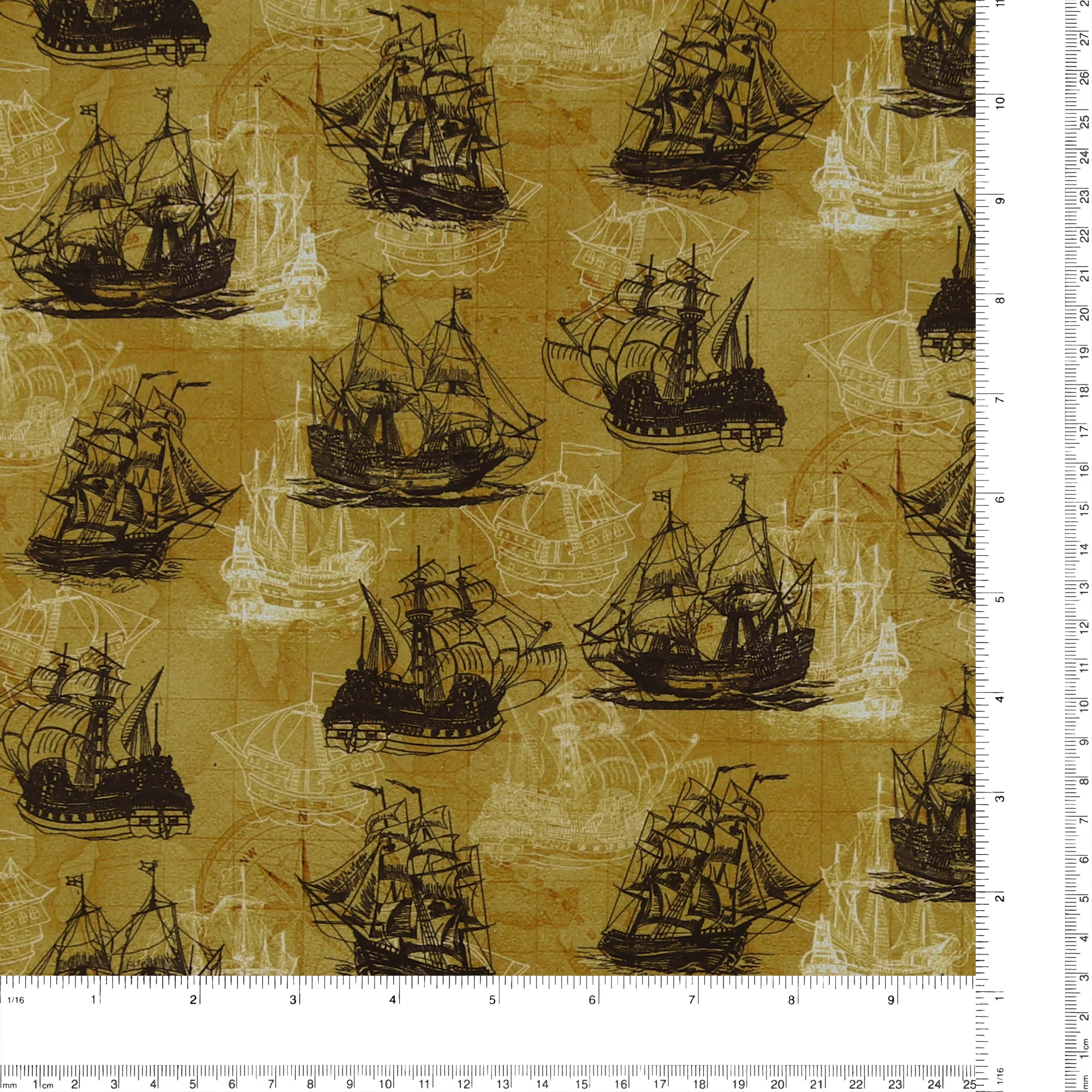 Printed Cotton - Sailing Away - 005 - Golden - Image 3