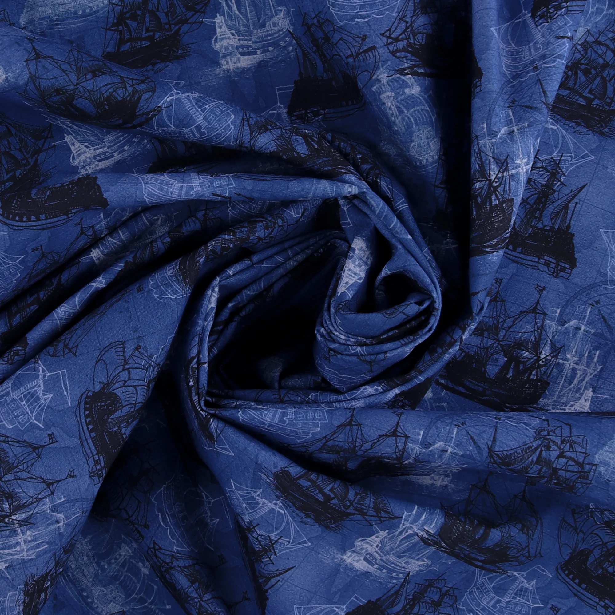 Printed Cotton - Sailing Away - 006 - Navy - Image 2