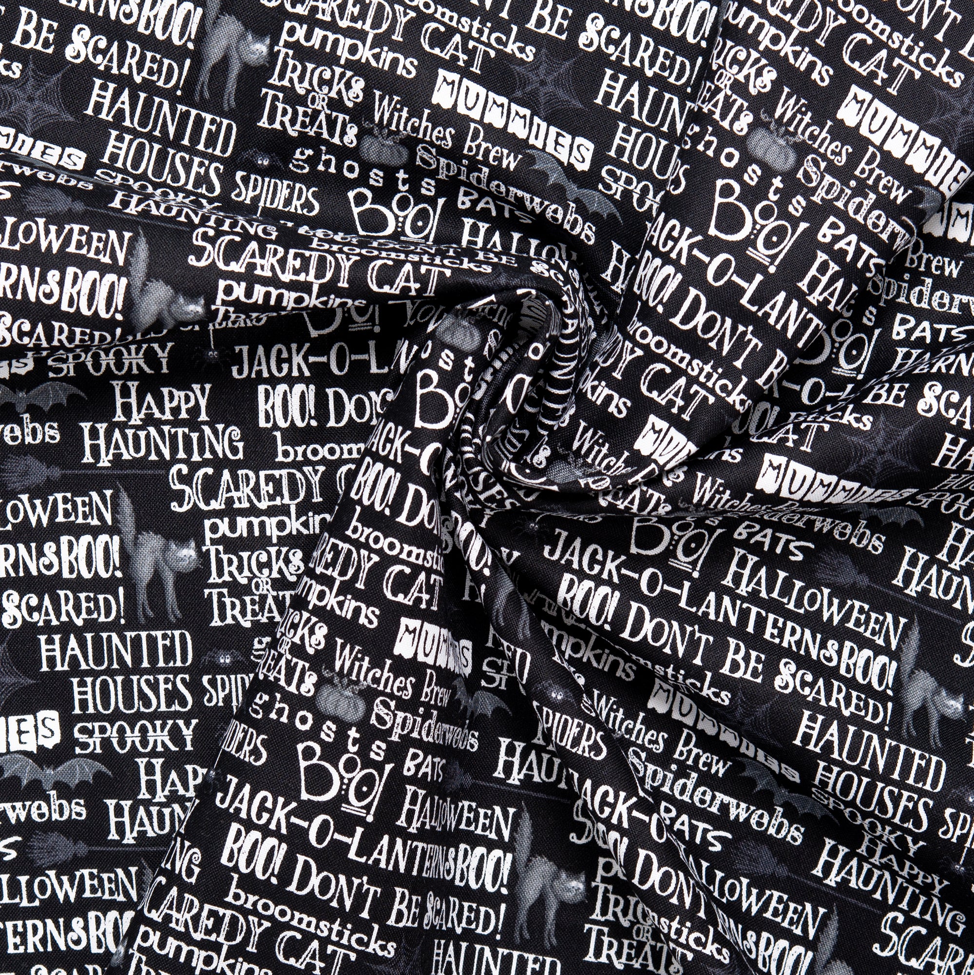 Printed cotton - SCAREDY CATS - Writing - Black - Image 2