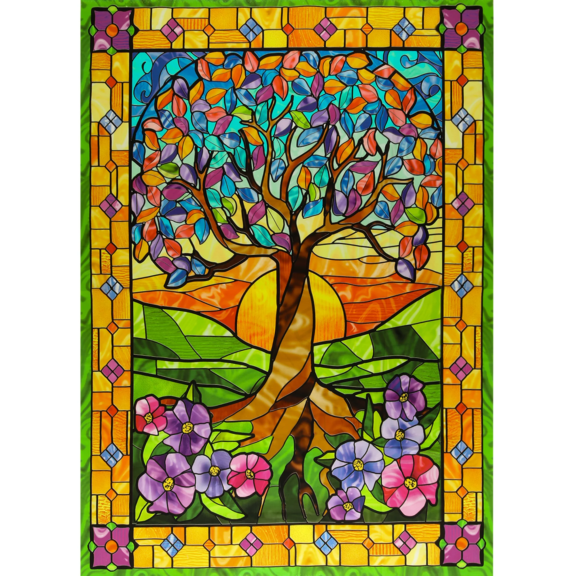 Printed Cotton - Stained Glass - 001 - Panel 36 x 44 in (91 x 112 cm) - Multicolor