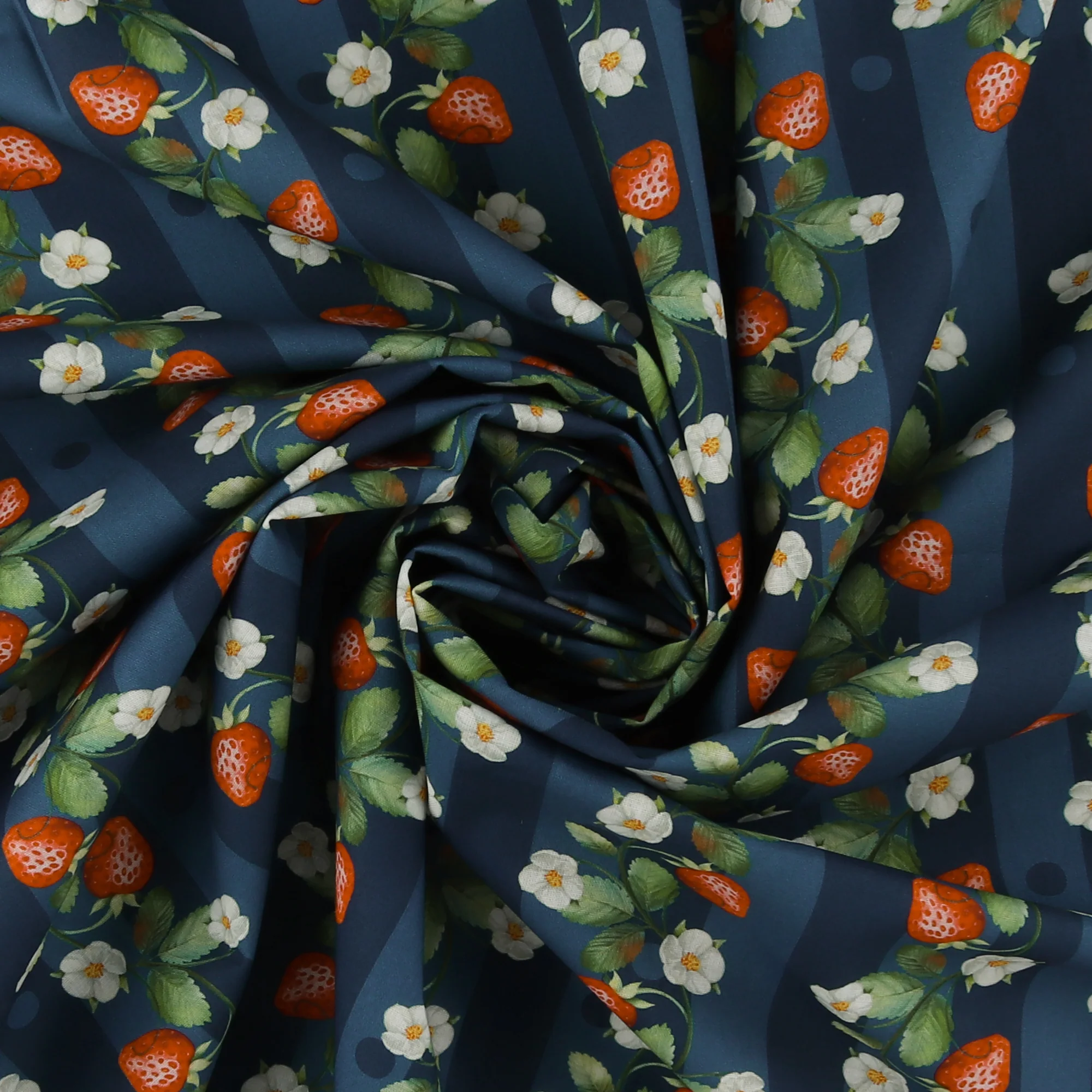 Printed Cotton - Strawberry Fields - 001 - Dark Blue - Image 2