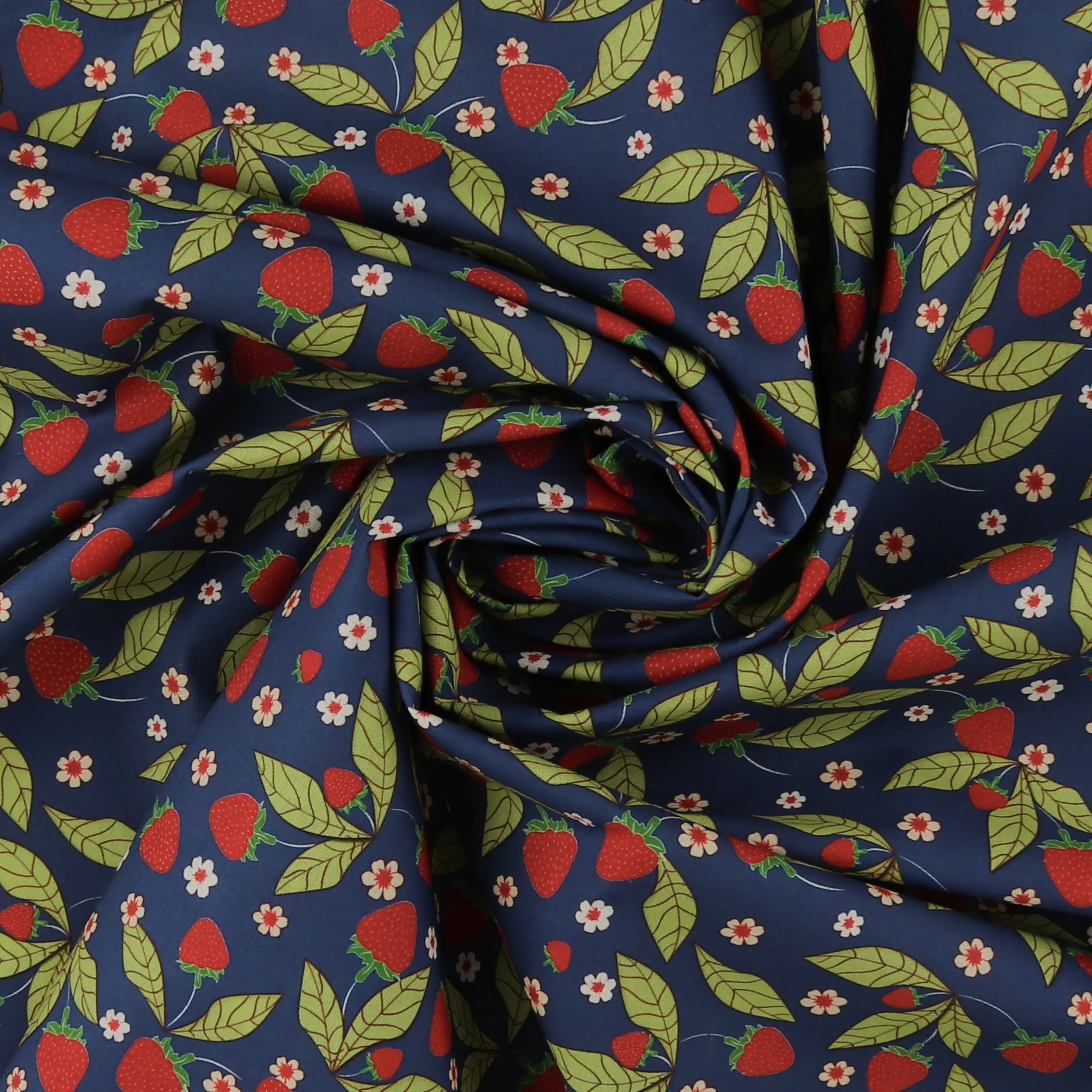 Printed Cotton - Strawberry Fields - 004 - Navy - Image 2