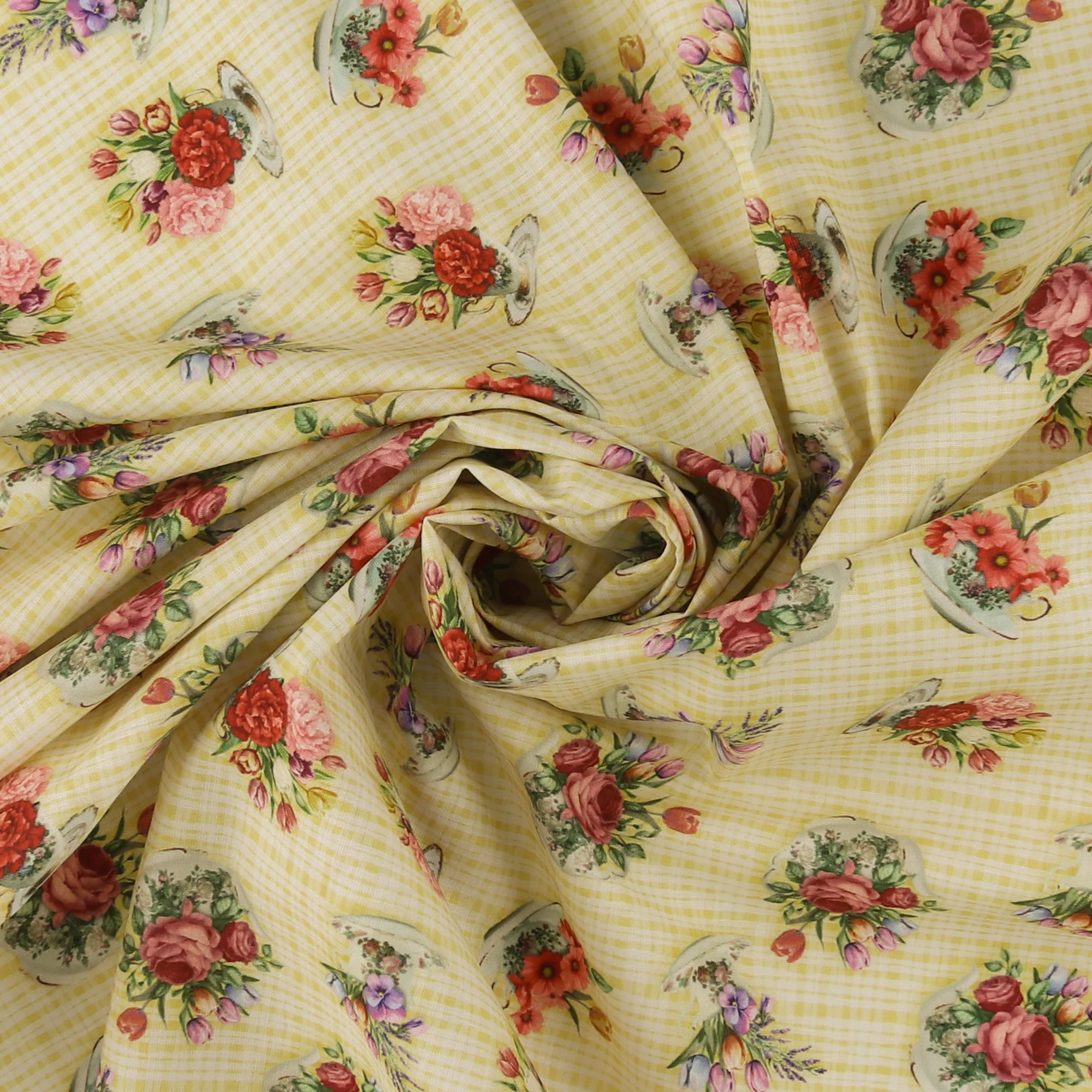 Printed Cotton - Tea Party - 008 - Bright Yellow - Image 2