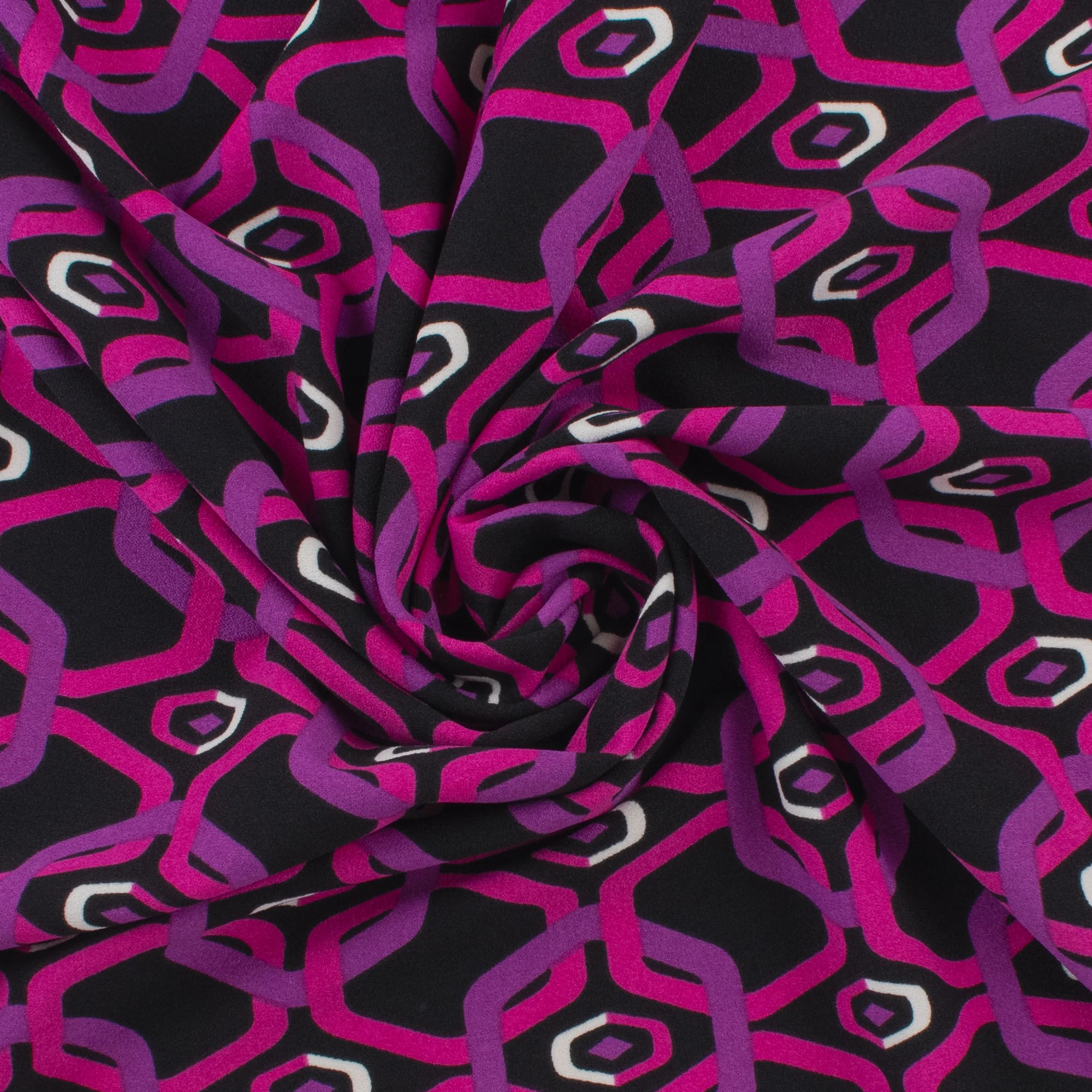 Printed Crepe - CREOLIA - Chains - Pink - Image 2