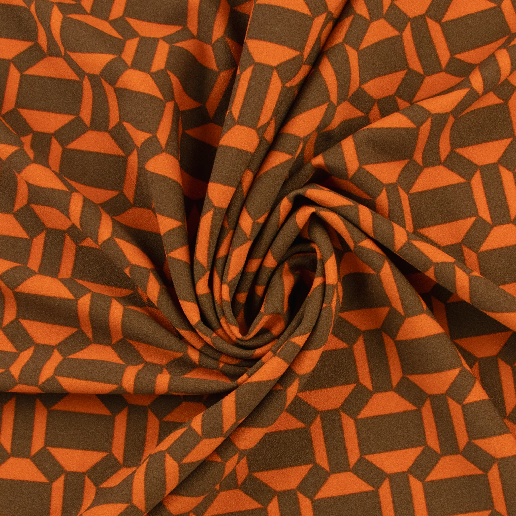 Printed Crepe - CREOLIA - Geometric - Orange - Image 2