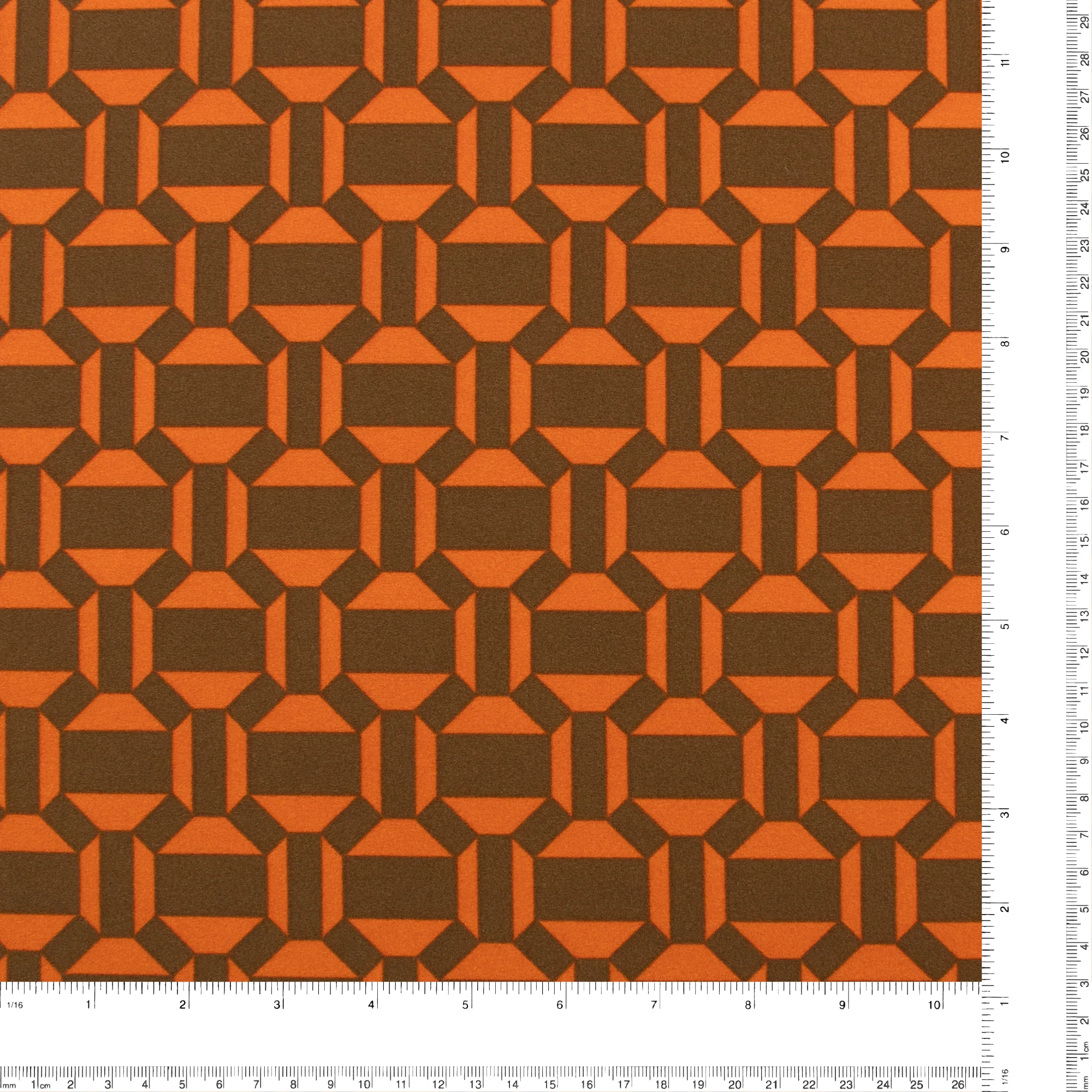 Printed Crepe - CREOLIA - Geometric - Orange - Image 3