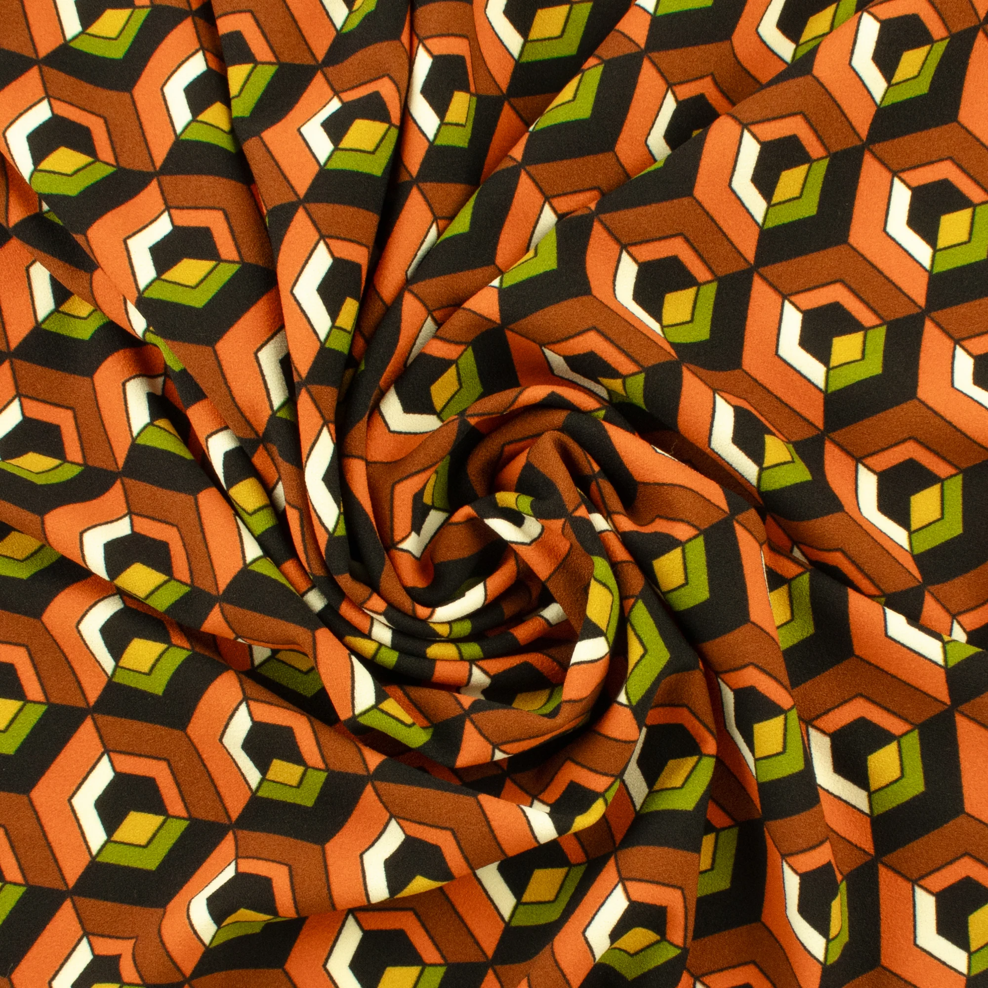 Printed Crepe - CREOLIA - Octogon - Red - Image 2