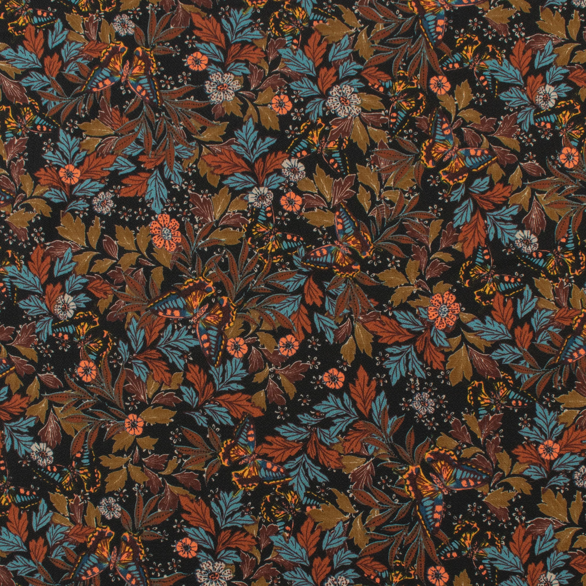 Printed Crepe - ROTTERDAM - 007 - Black & Teal
