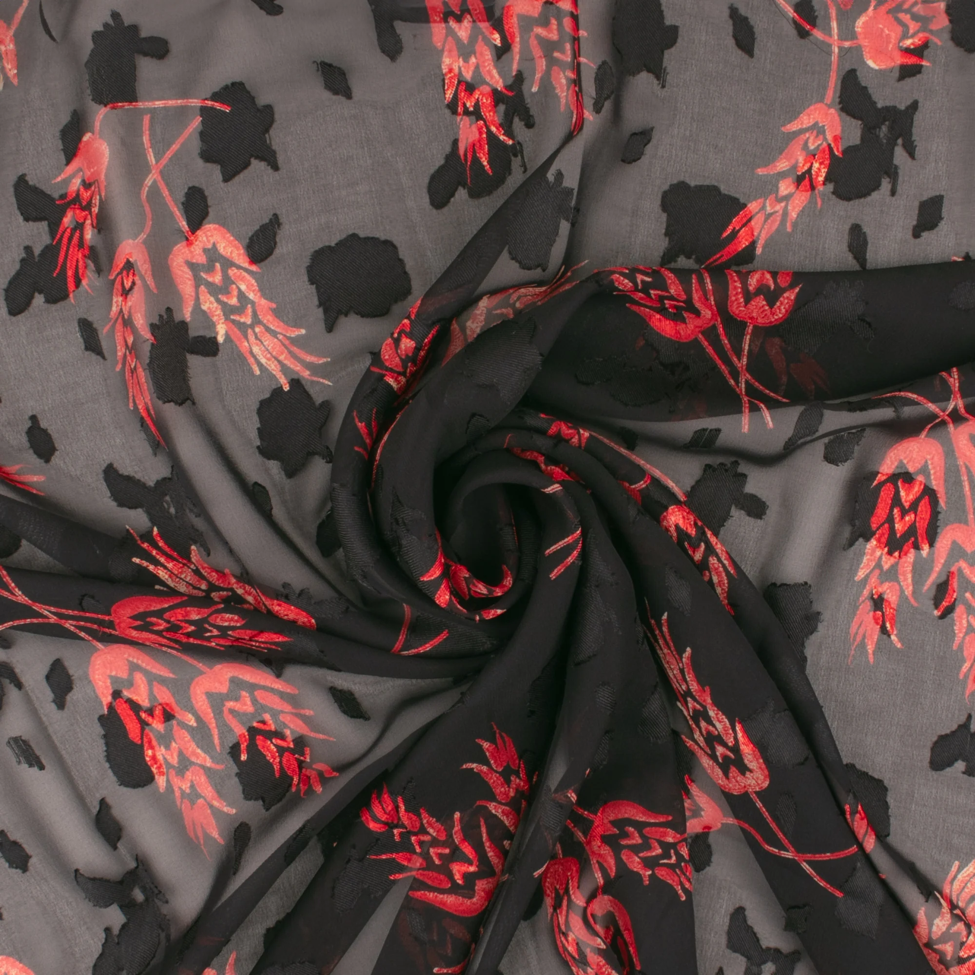 Printed Dobby Jacquard Chiffon - TANIA - 007 - Black - Image 2
