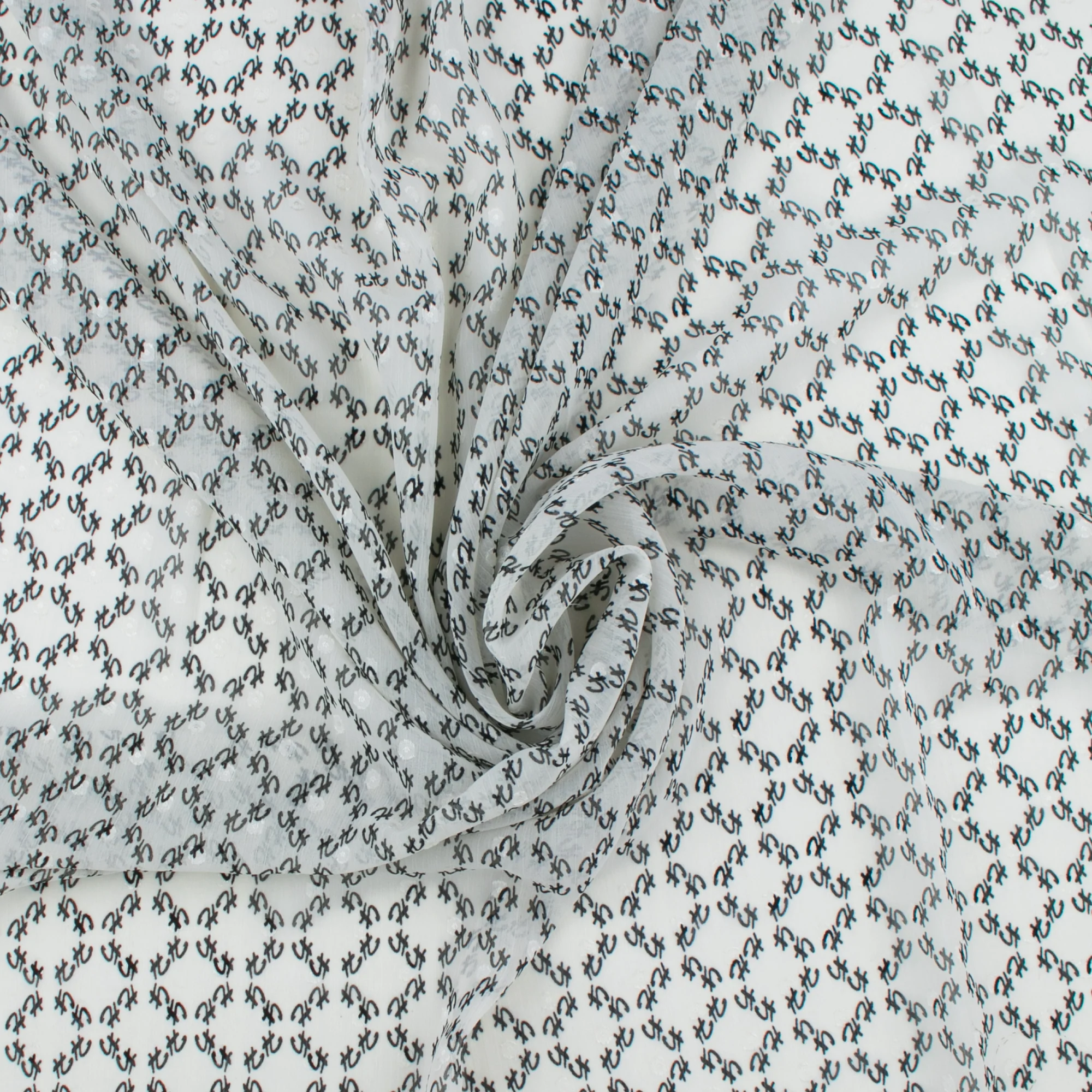 Printed Dobby Jacquard Chiffon - TANIA - 017 - Offwhite - Image 2
