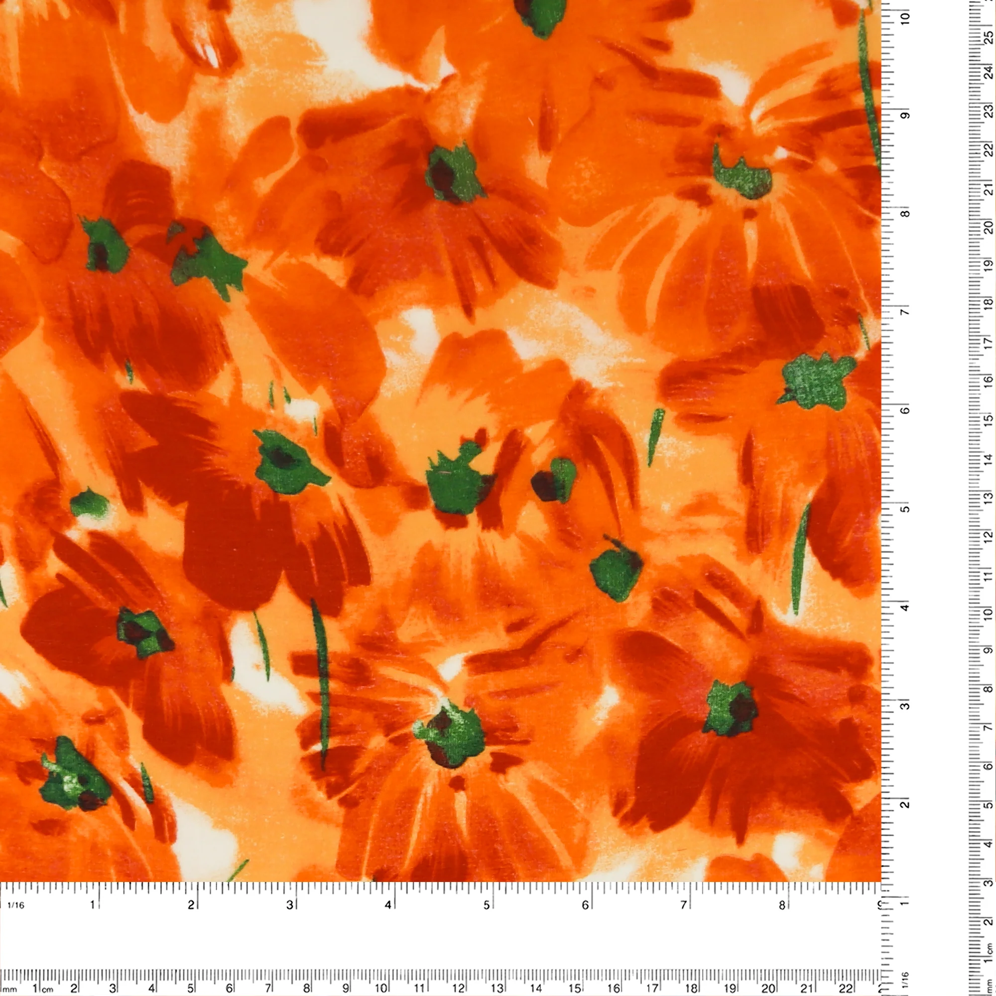 Printed Faux Silk - IMOGENE - 009 - Orange - Image 3